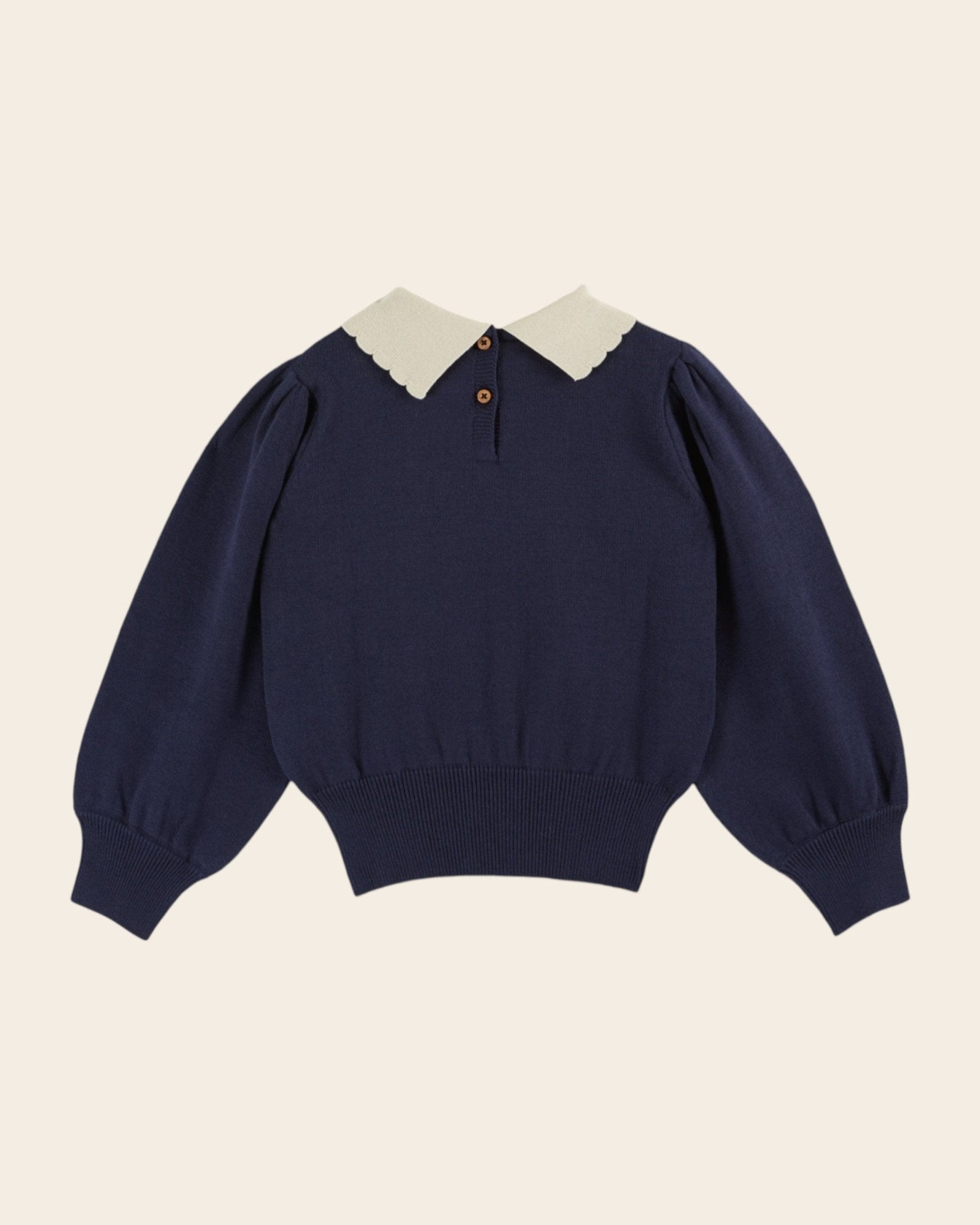 Emile et Ida Navy Pierrot Collar Sweater Emile et ida
