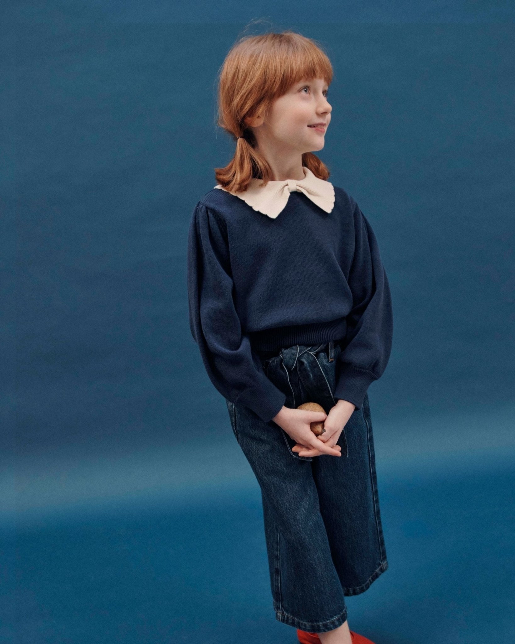 Emile et Ida Navy Pierrot Collar Sweater Emile et ida