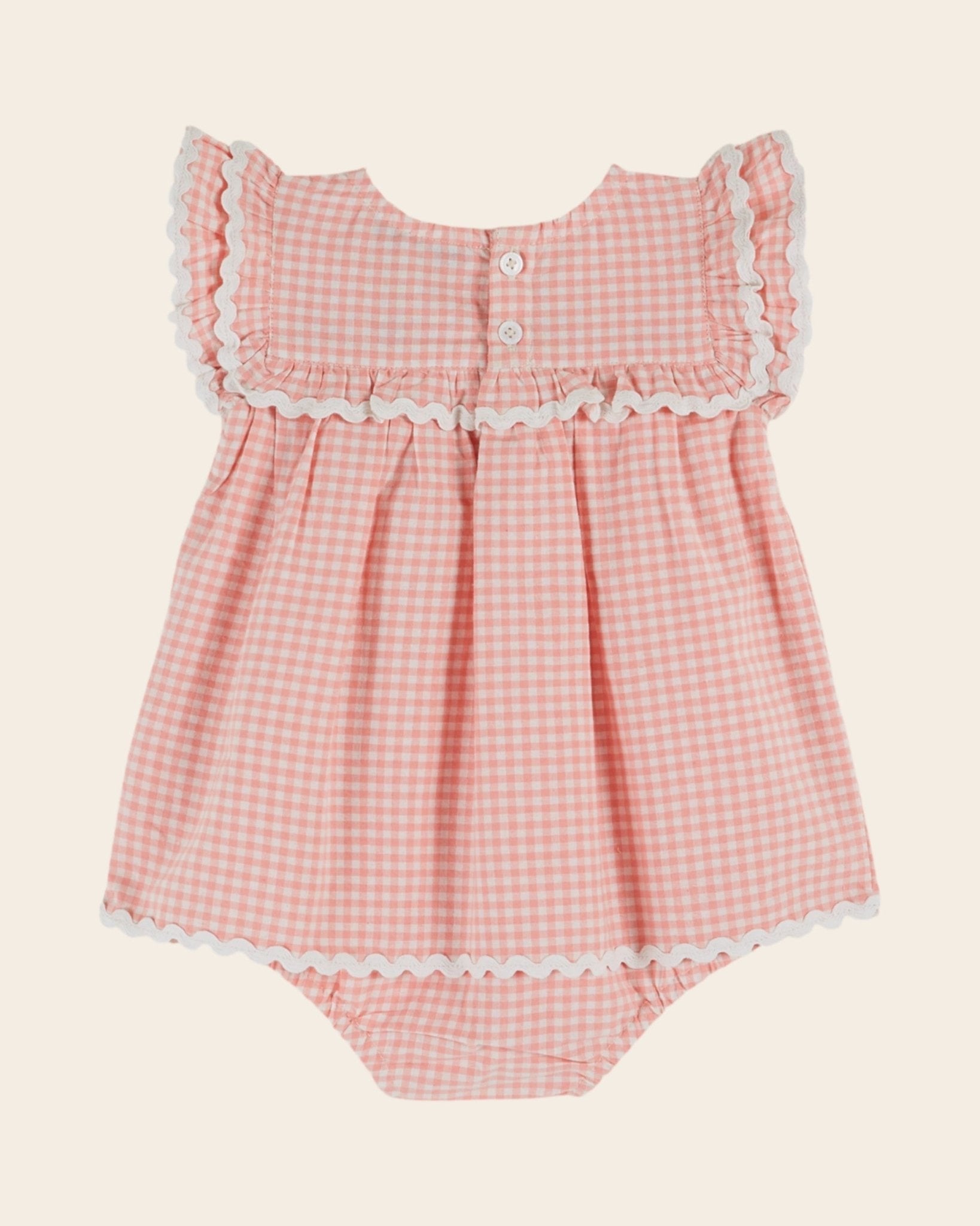 Emile et Ida Pink Gingham Baby Romper Dress Emile et ida