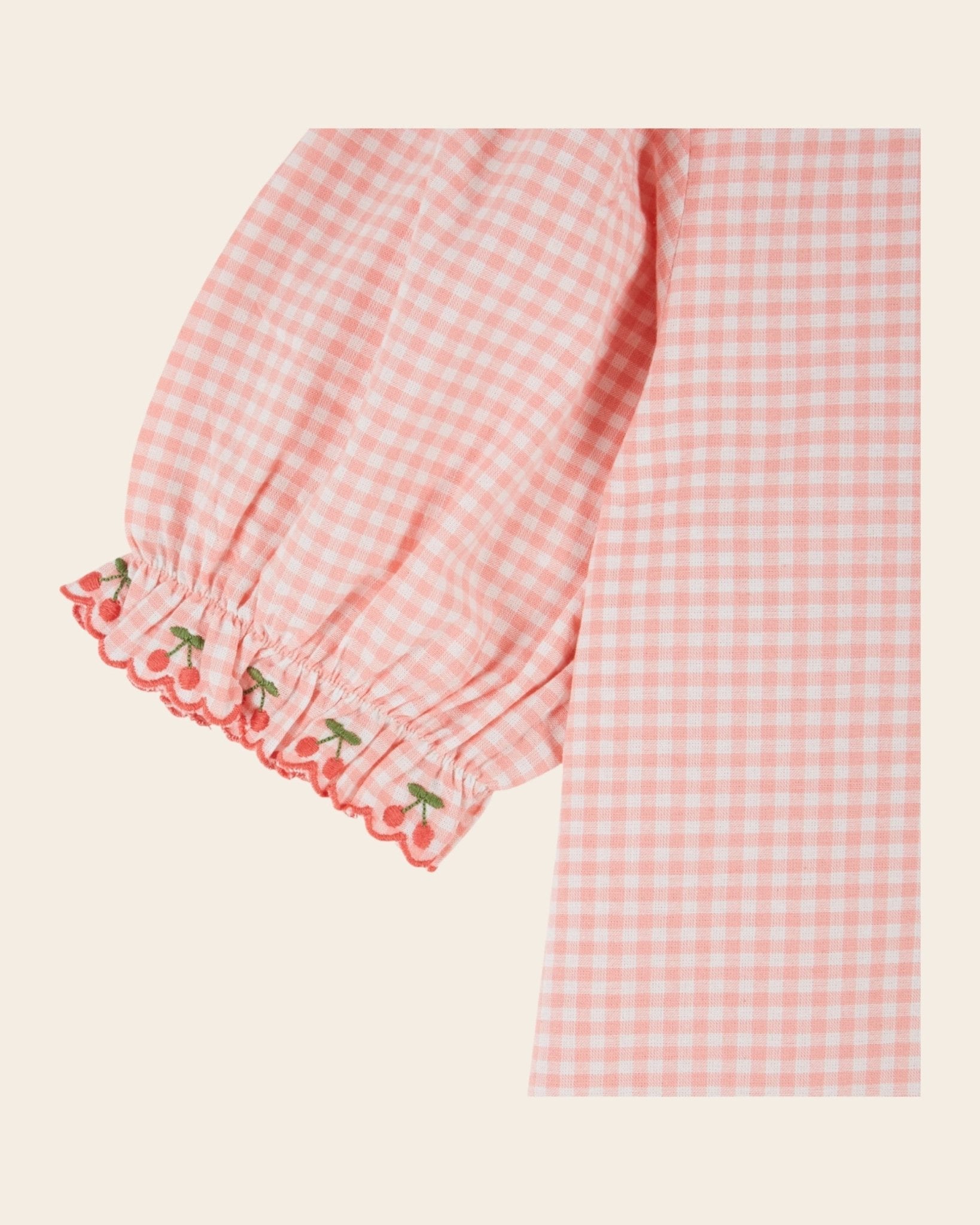 Emile et Ida Pink Gingham Embroidered Girls Blouse Emile et ida