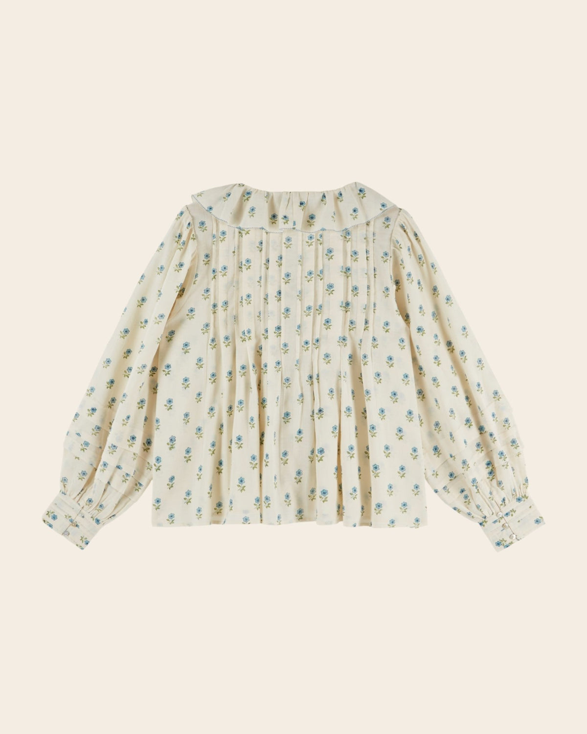 Emile et Ida Scarlet Floral Khadi Ruffle Blouse