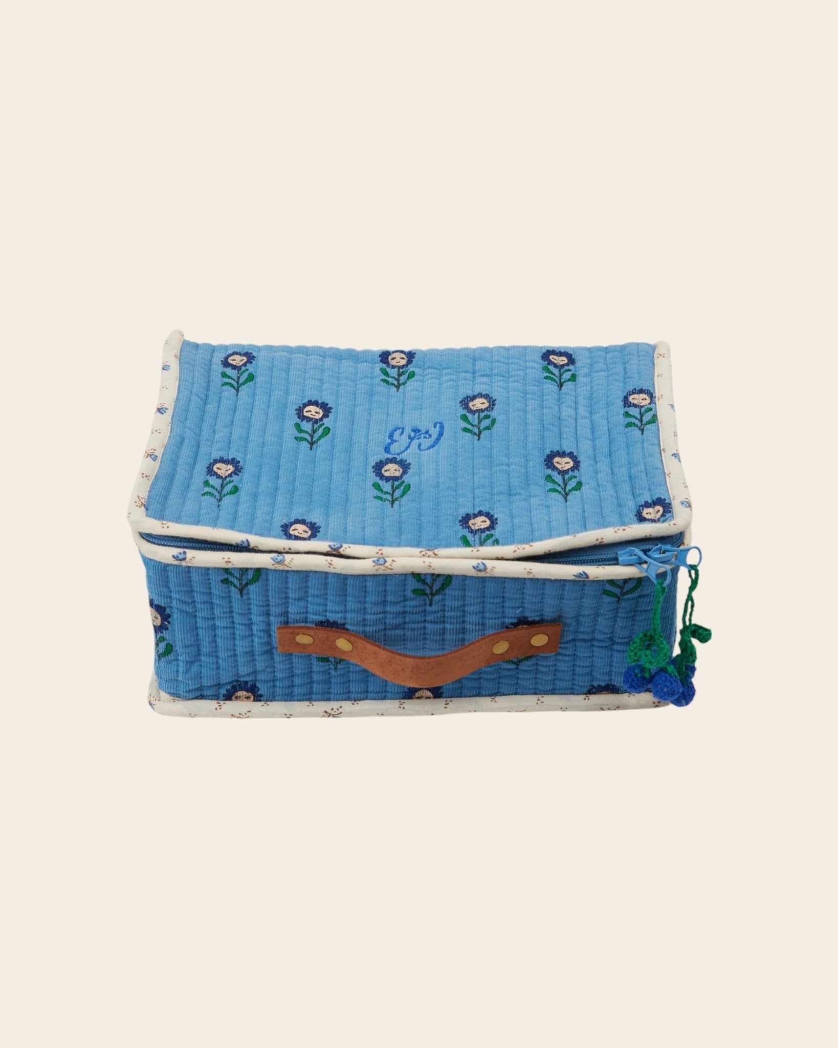 Emile et Ida Small Margot Blue Daisy Suitcase Emile et ida