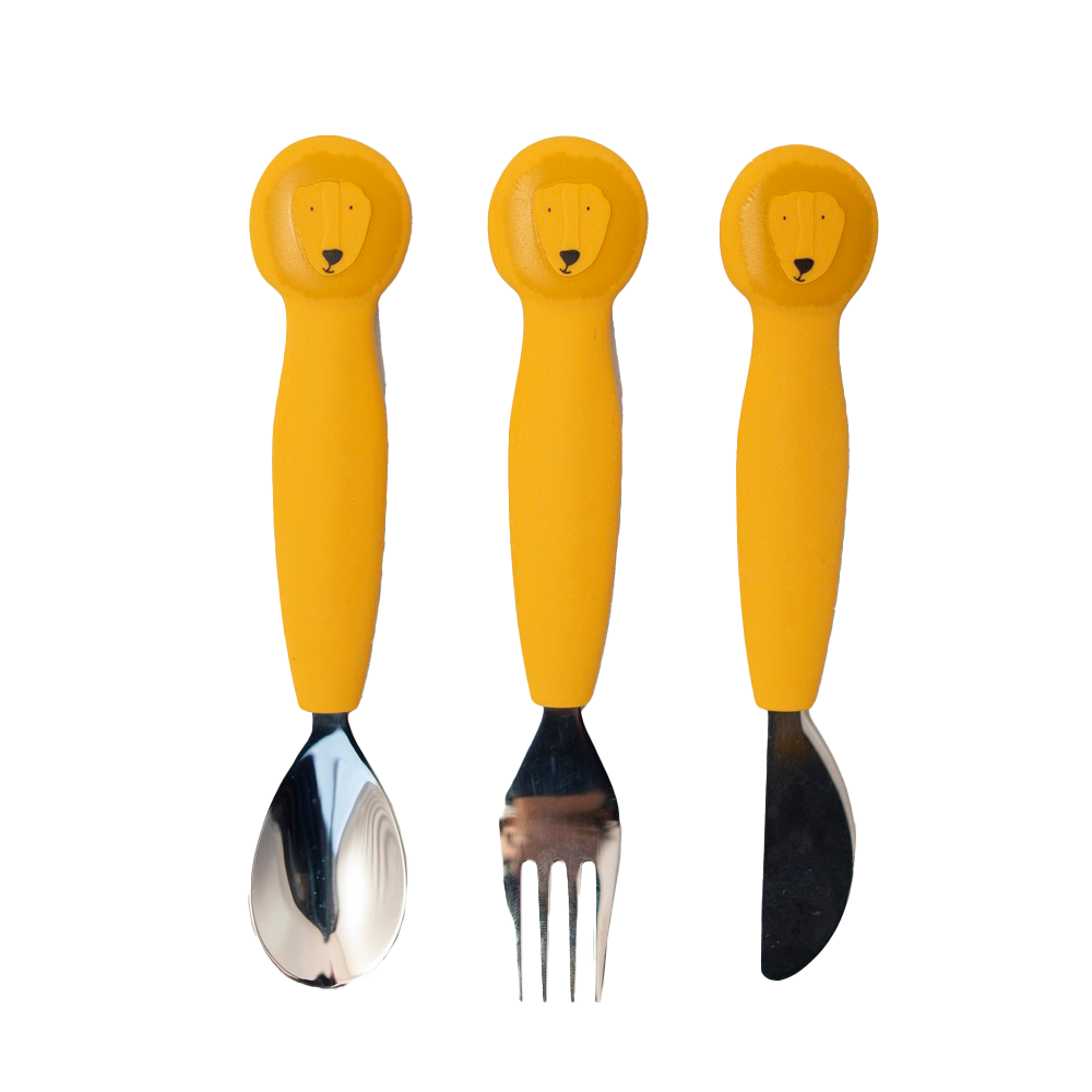 Trixie Baby - Trixie Silicone Cutlery Set, 3-Pack | Baby Toddler Utensils: Mrs. Cat