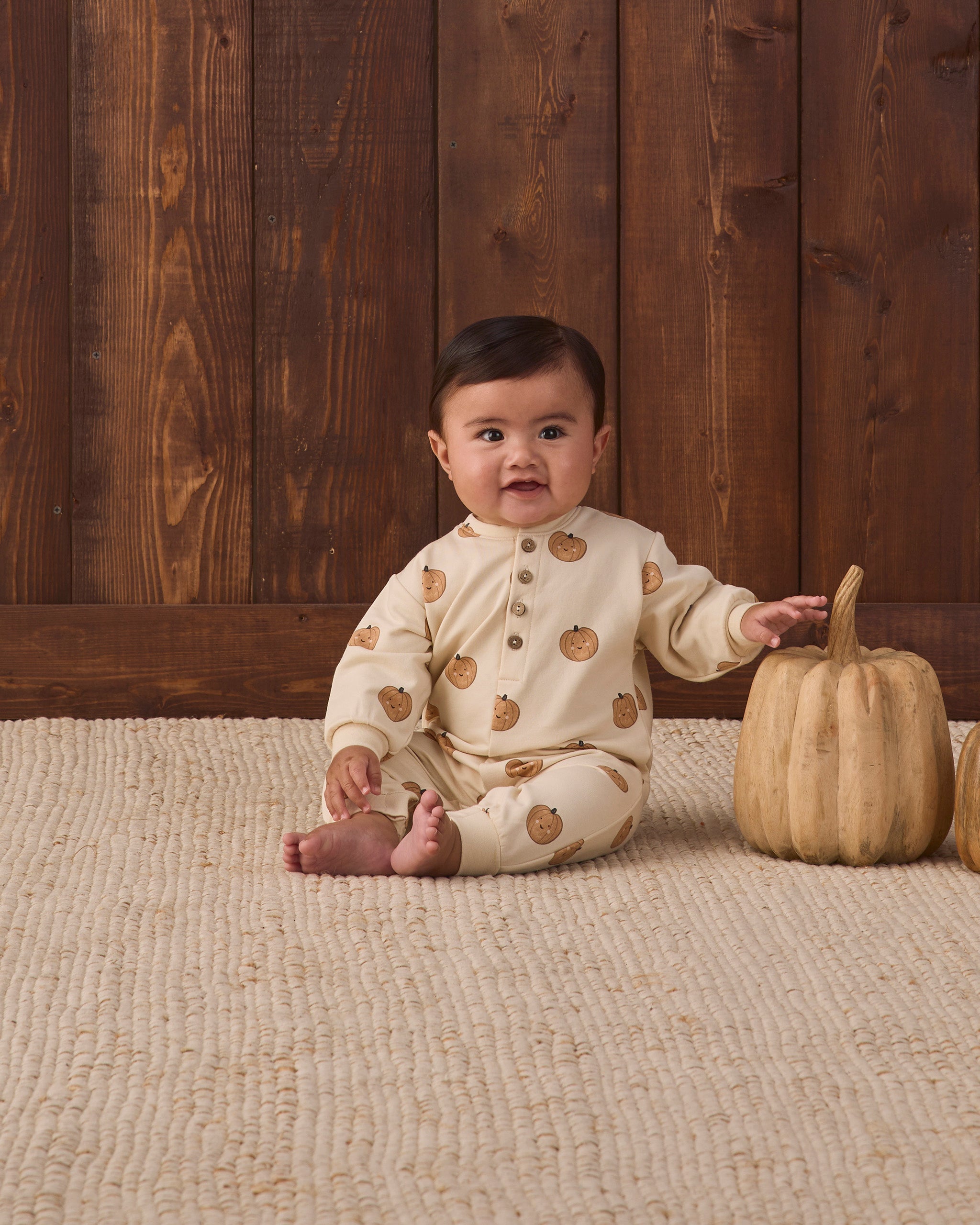 Quincy Mae Relaxed Fleece Jumpsuit - Pumpkins - official product image 3