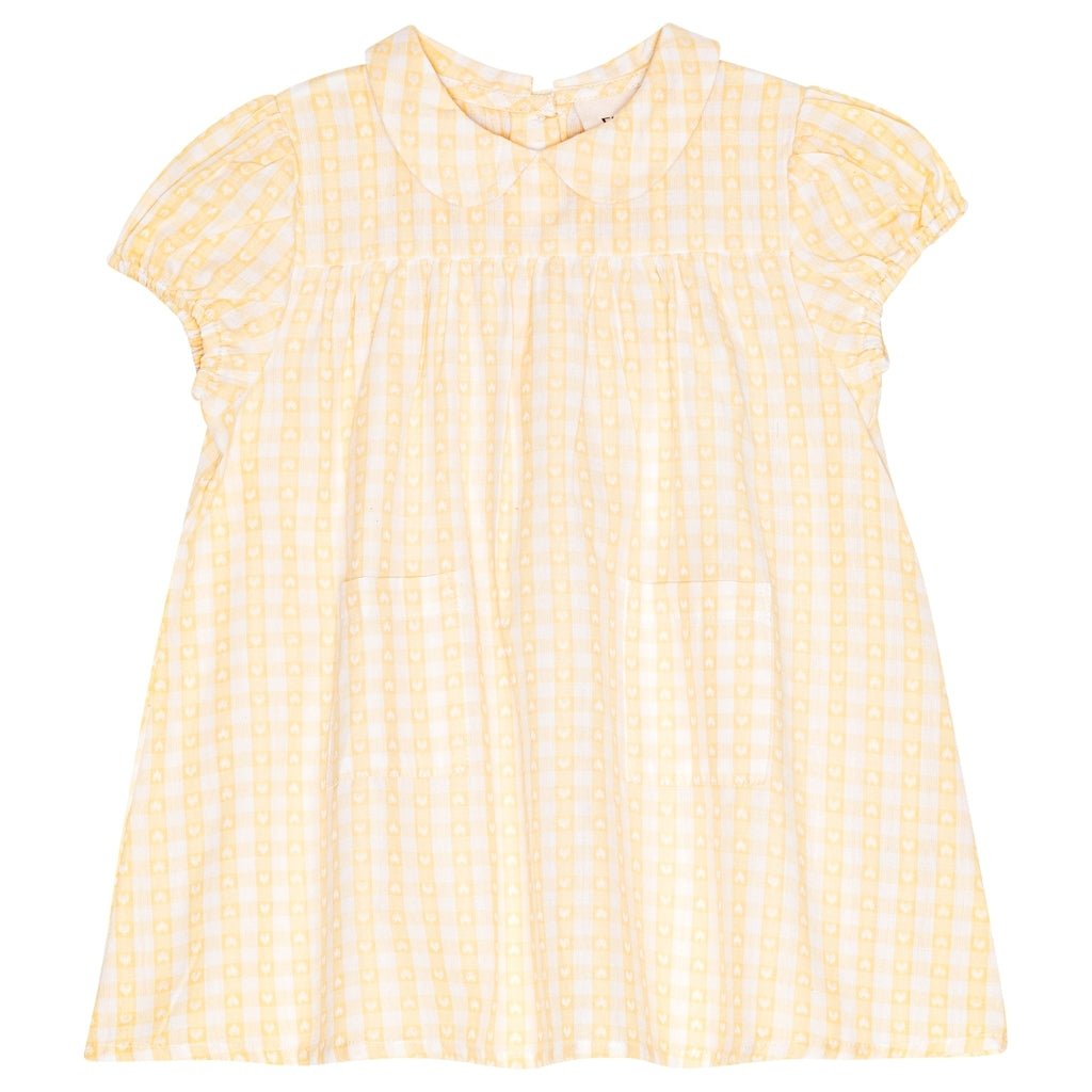 FLOESS Olivia SS Dress - Soft Yellow Heart Gingham Flöss