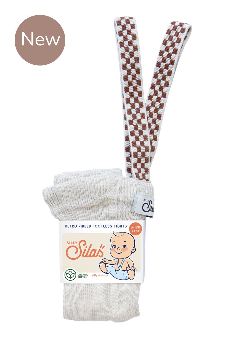 Silly Silas Footless Cream Blend Checked Silly Silas