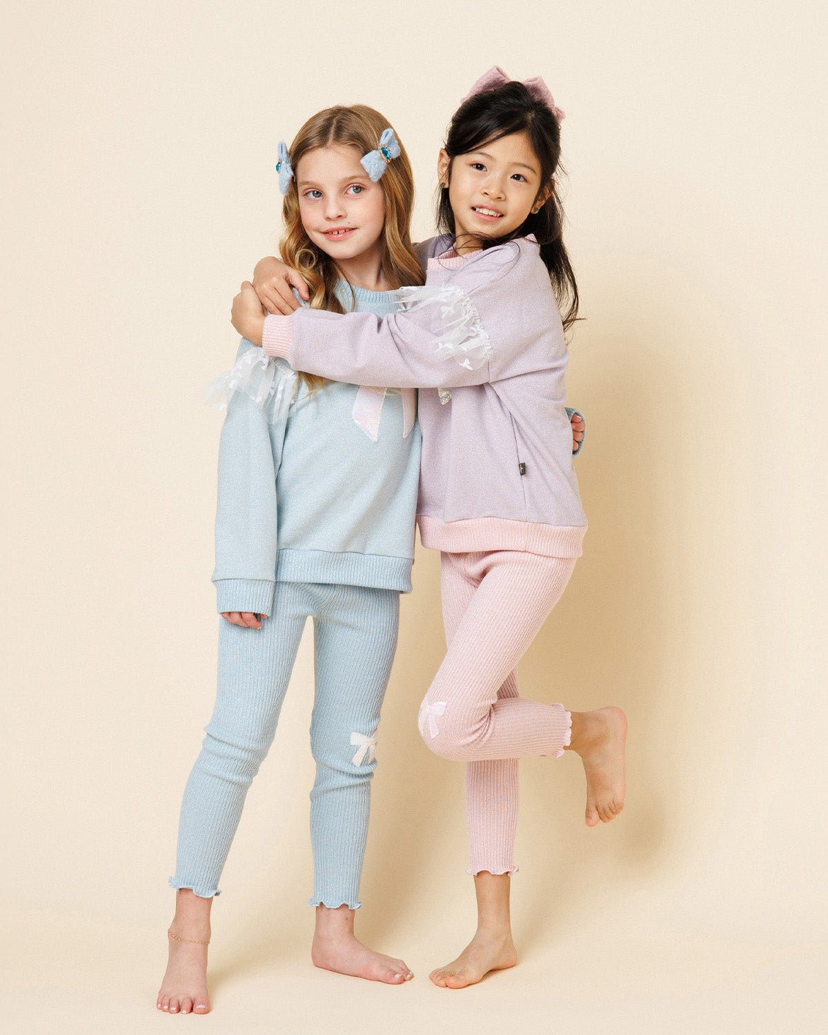 Glitter Bow Frill Sweatshirt Set - Pink Petite Hailey