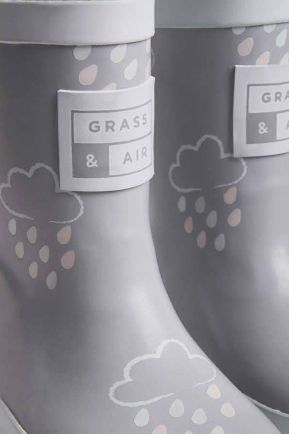 Grass & Air - Little Kids Grey Colour - Revealing Wellies Grass & Air