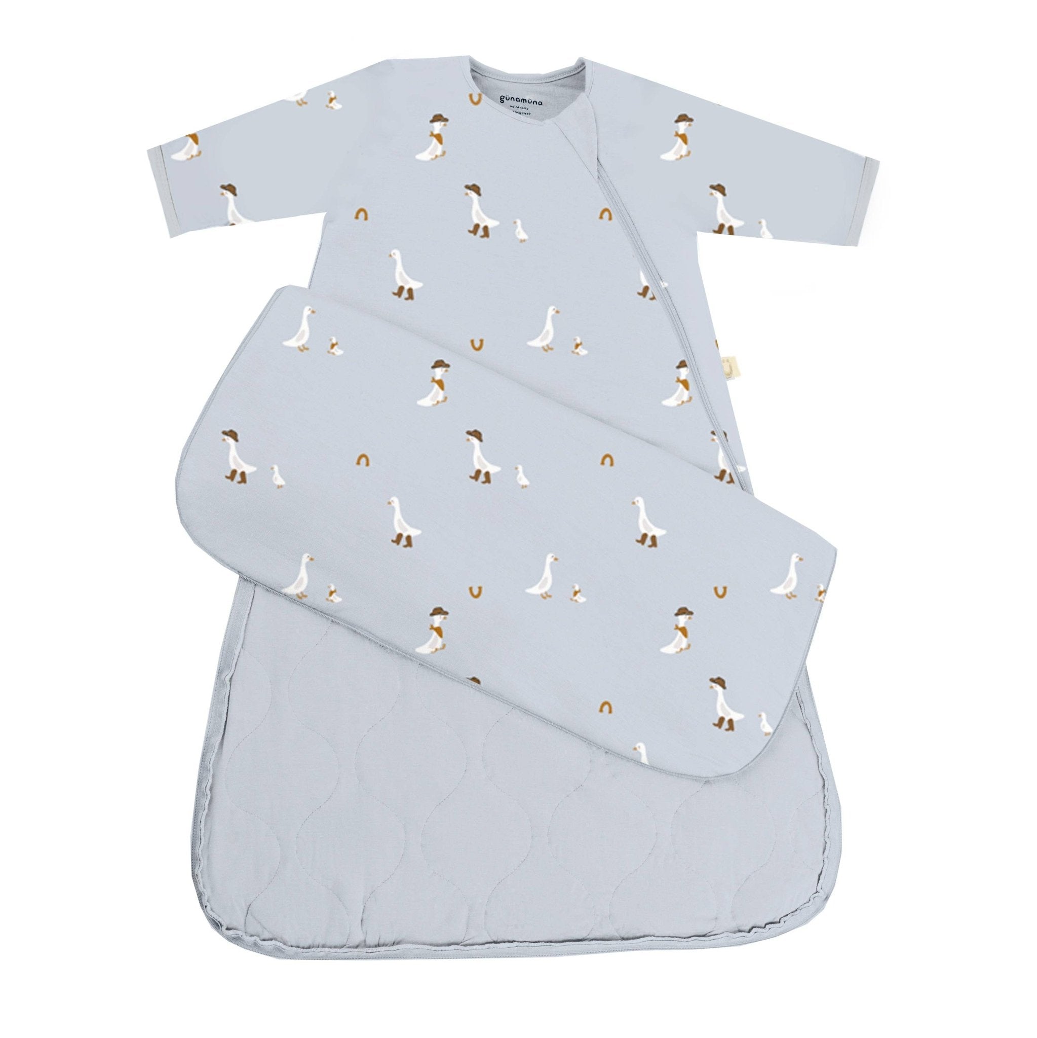 Gunamuna Long Sleeve Sleep Bag – Cowboy Goose 2.5 Tog | Bamboo Wearable Blanket gunamuna