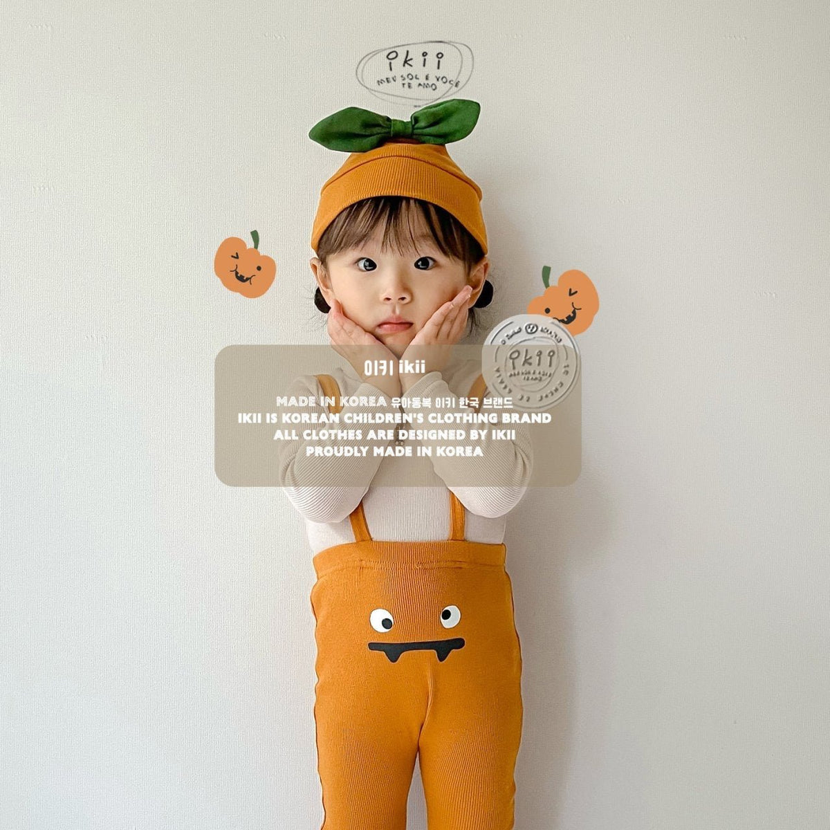Halloween pumpkin leggings with bonnet ikii