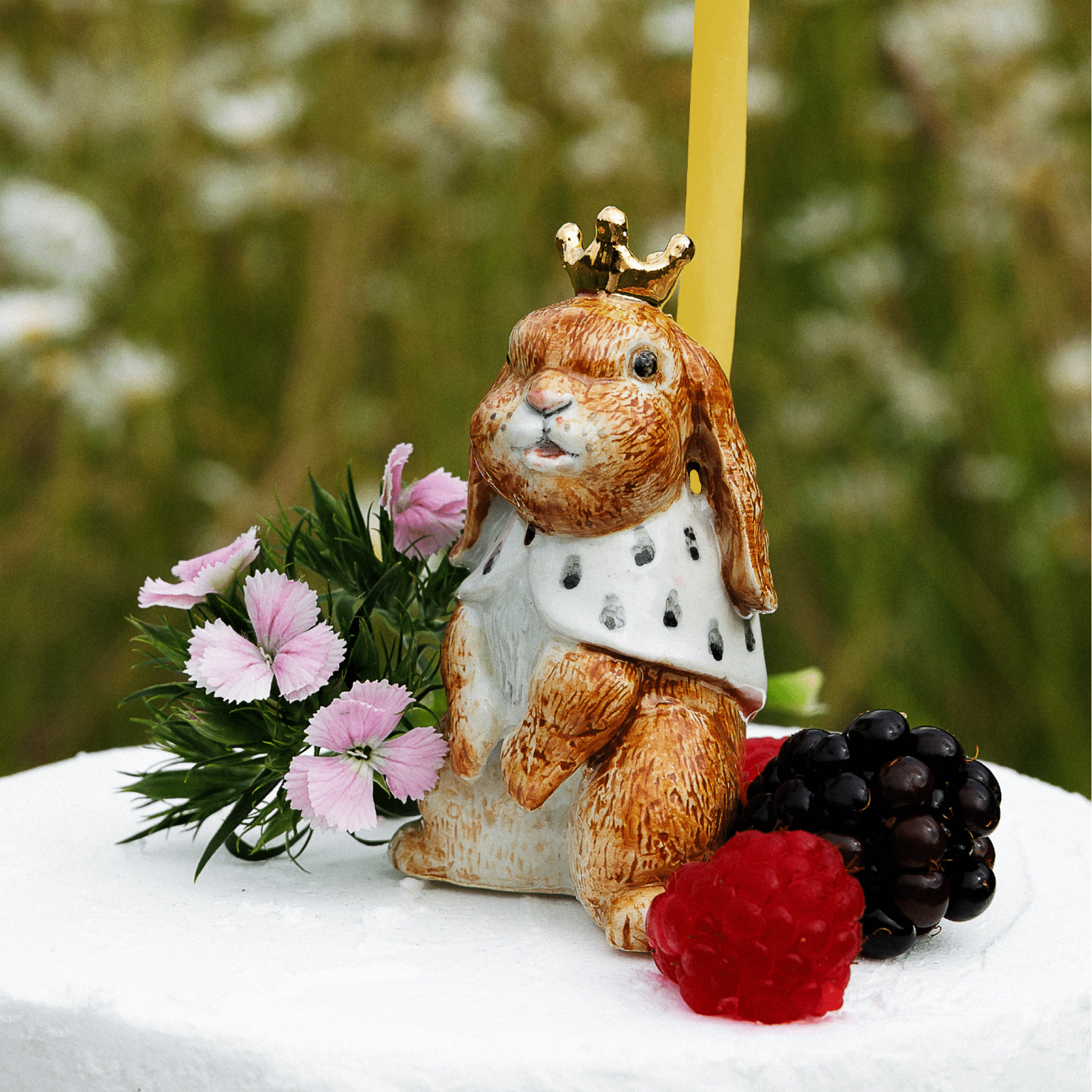 Camp Hollow Highness Hare Birthday Candle Holder | Porcelain Cake Topper