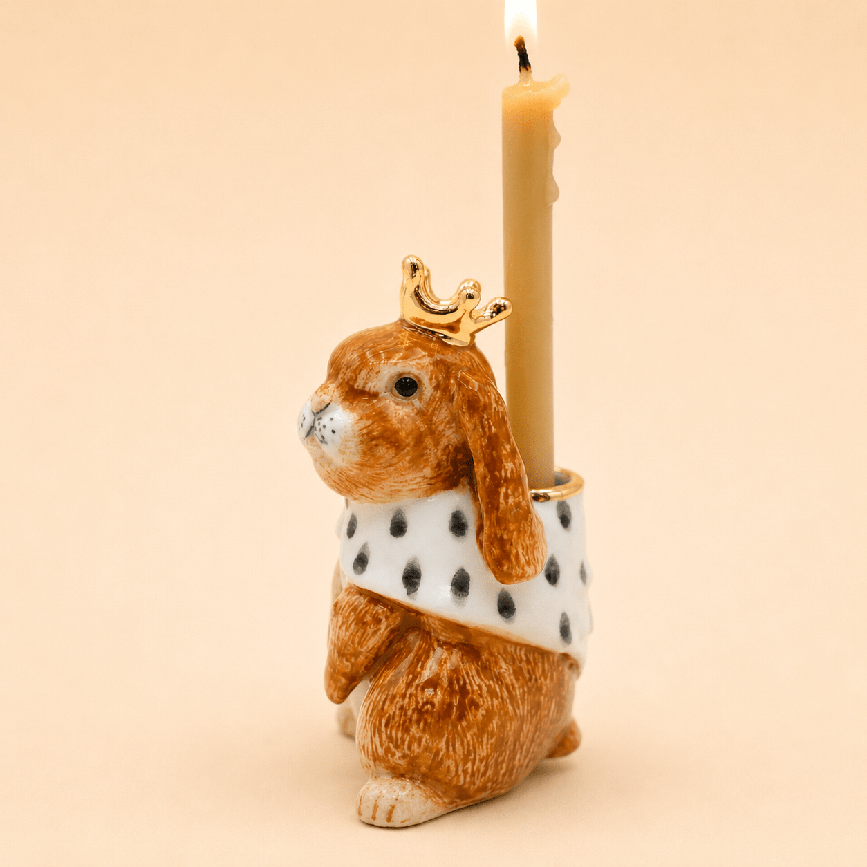 Camp Hollow Highness Hare Birthday Candle Holder | Porcelain Cake Topper