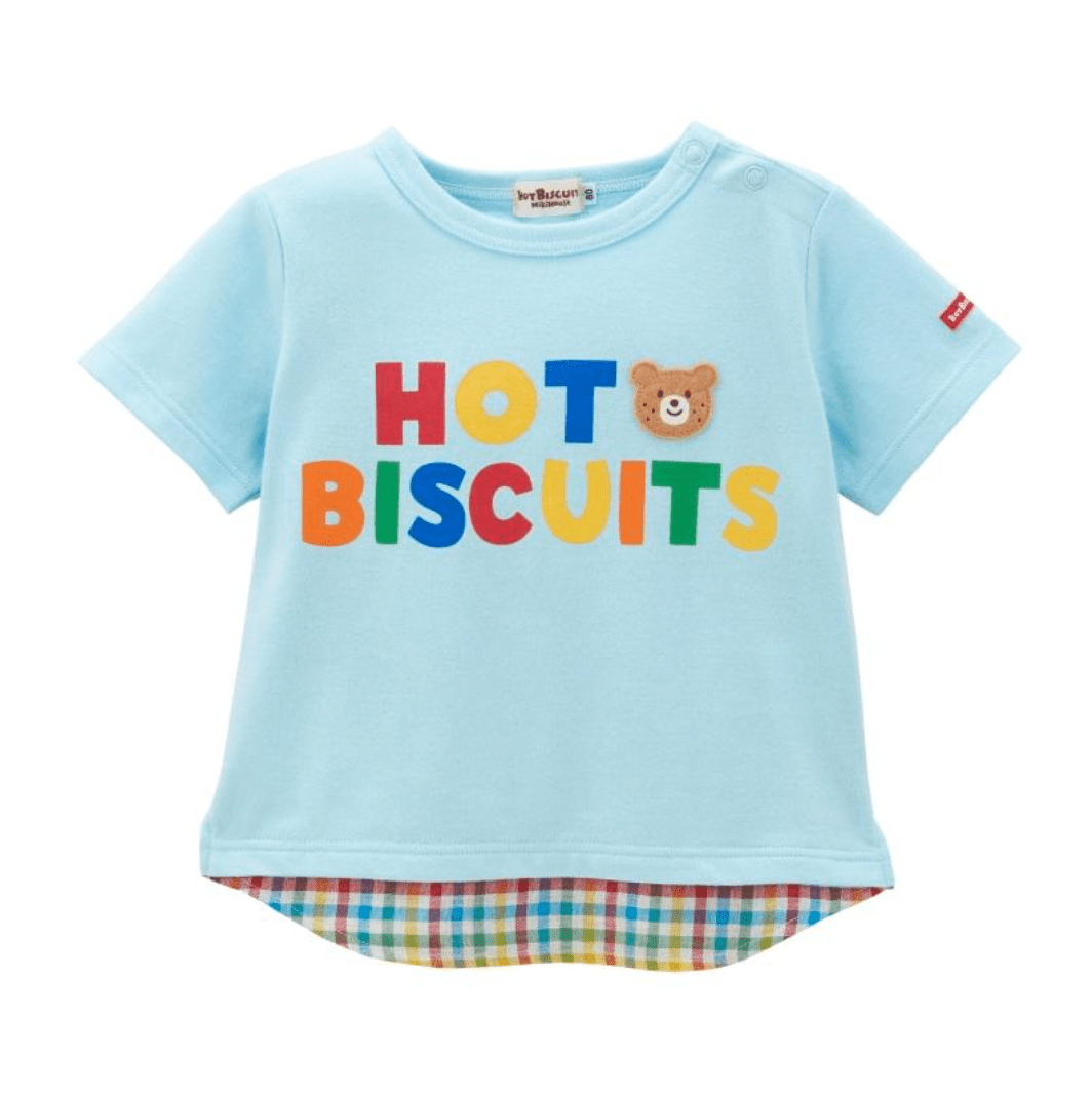 Hot Biscuits Beans - kun Back Print Layered - Look T-Shirt - Blue MIKI HOUSE