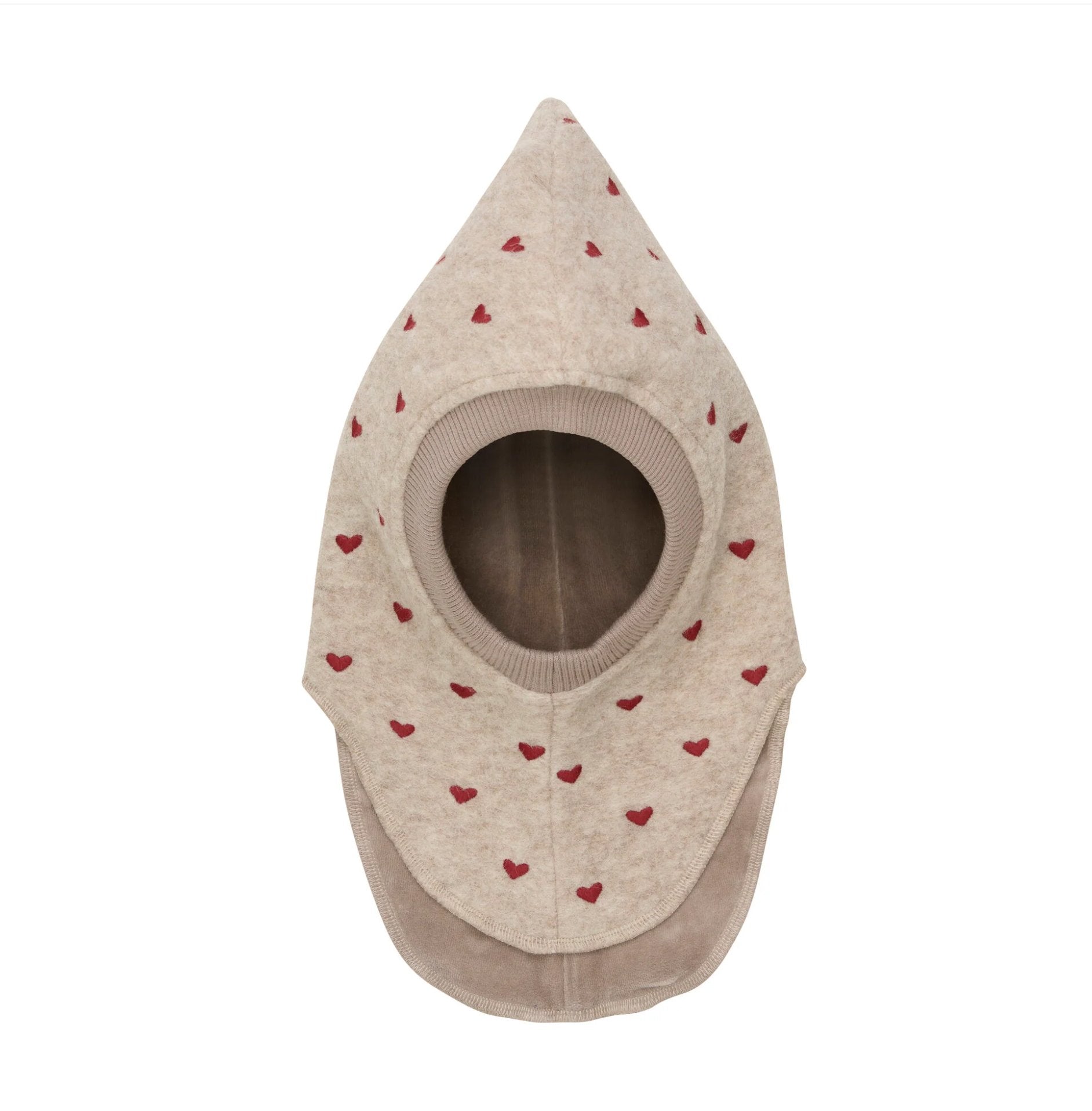 Huttelihut Balaclava Hearts Emb. Merino Wool Hat Beige Huttelihut