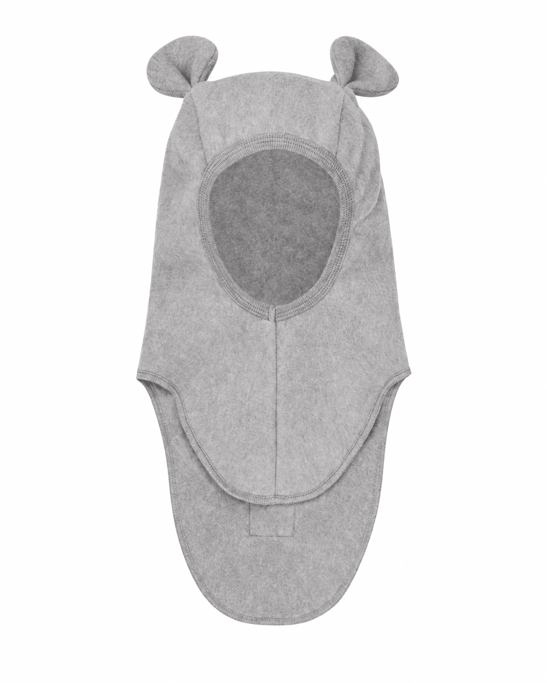 Huttelihut Teddy Ears Cotton Fleece Balaclava in Medium Grey Melange - front view on white background