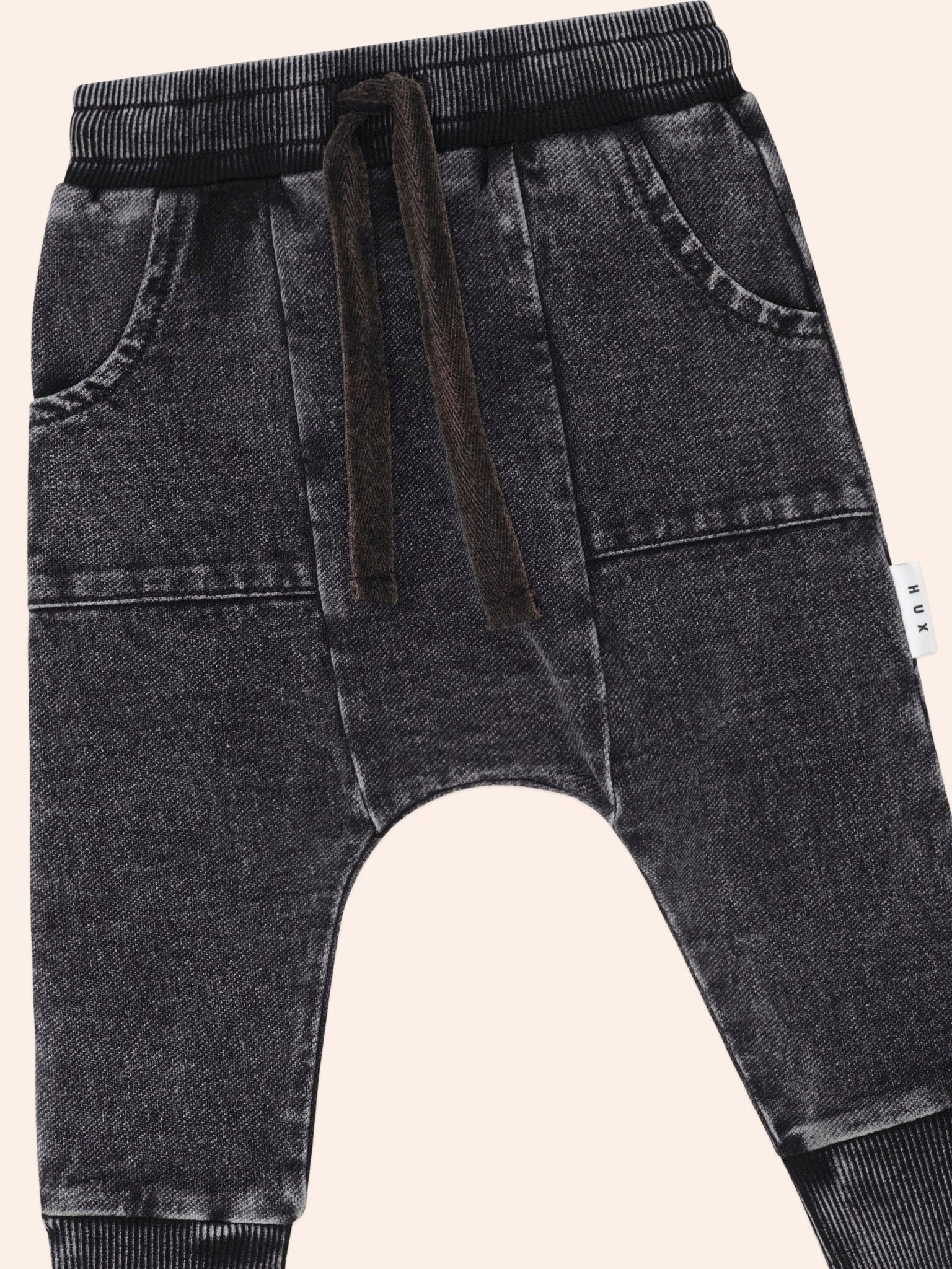 Huxbaby Black Knit Denim Pocket Pant Huxbaby
