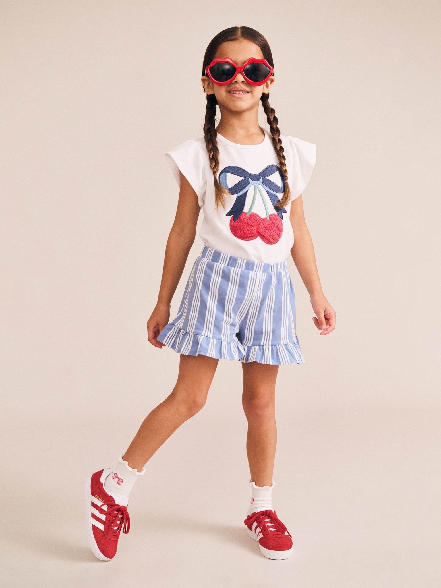 Huxbaby Cherry Bow Frill Sleeve Tee Huxbaby