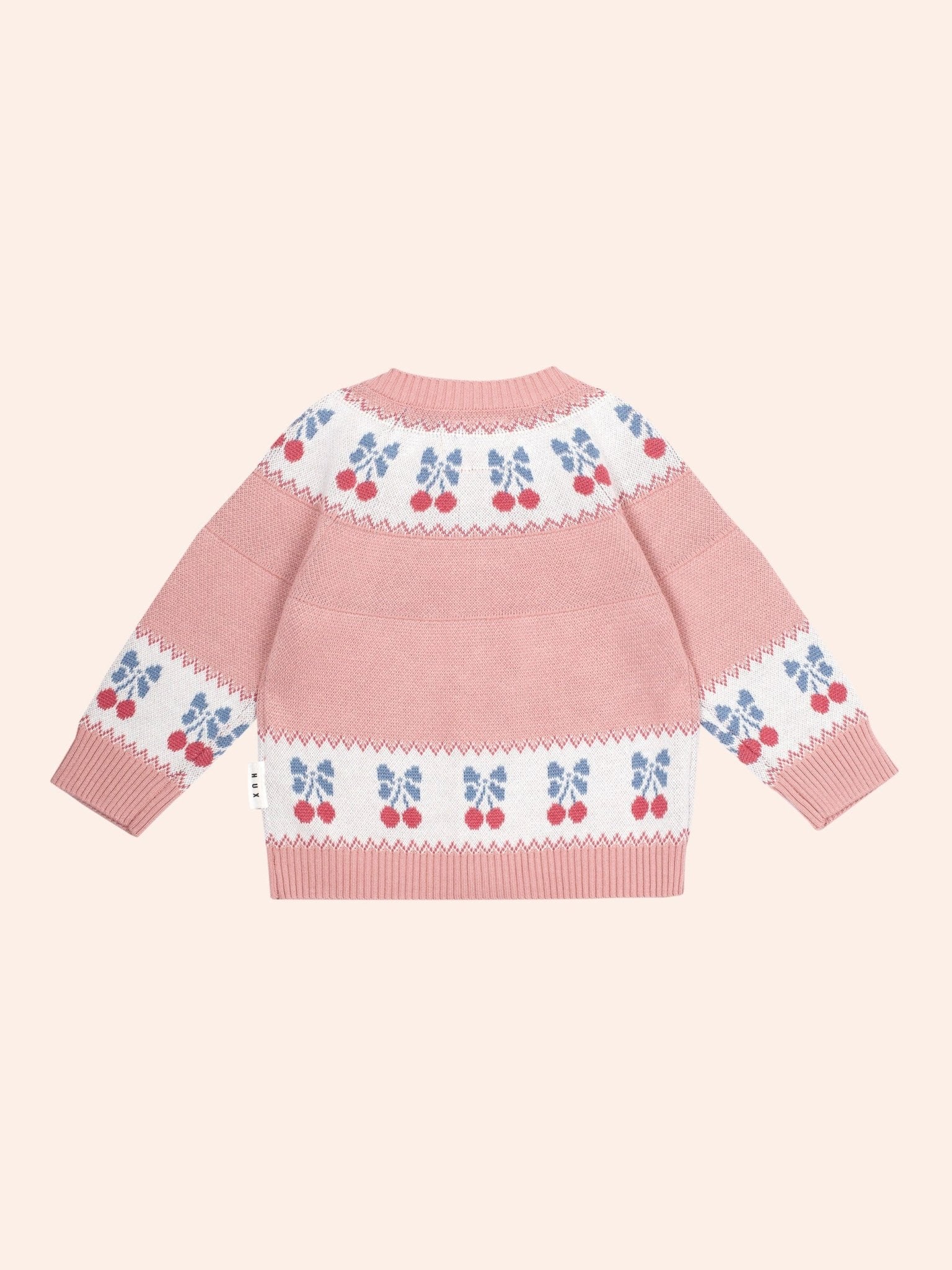 Huxbaby Folk Cherry Bow Cardi Pink Huxbaby
