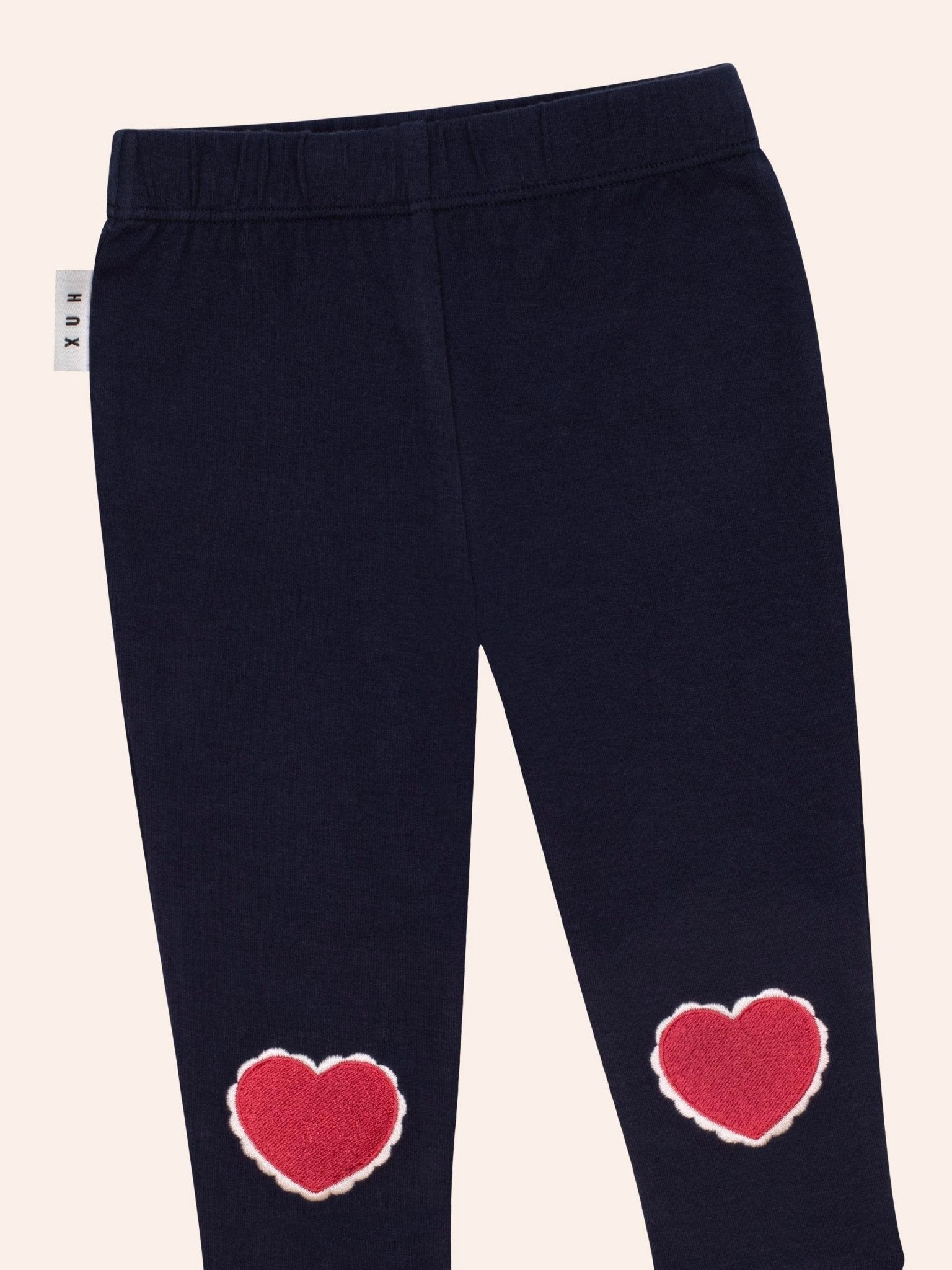 Huxbaby I Heart U Leggings β Navy Heart Knee Leggings Huxbaby