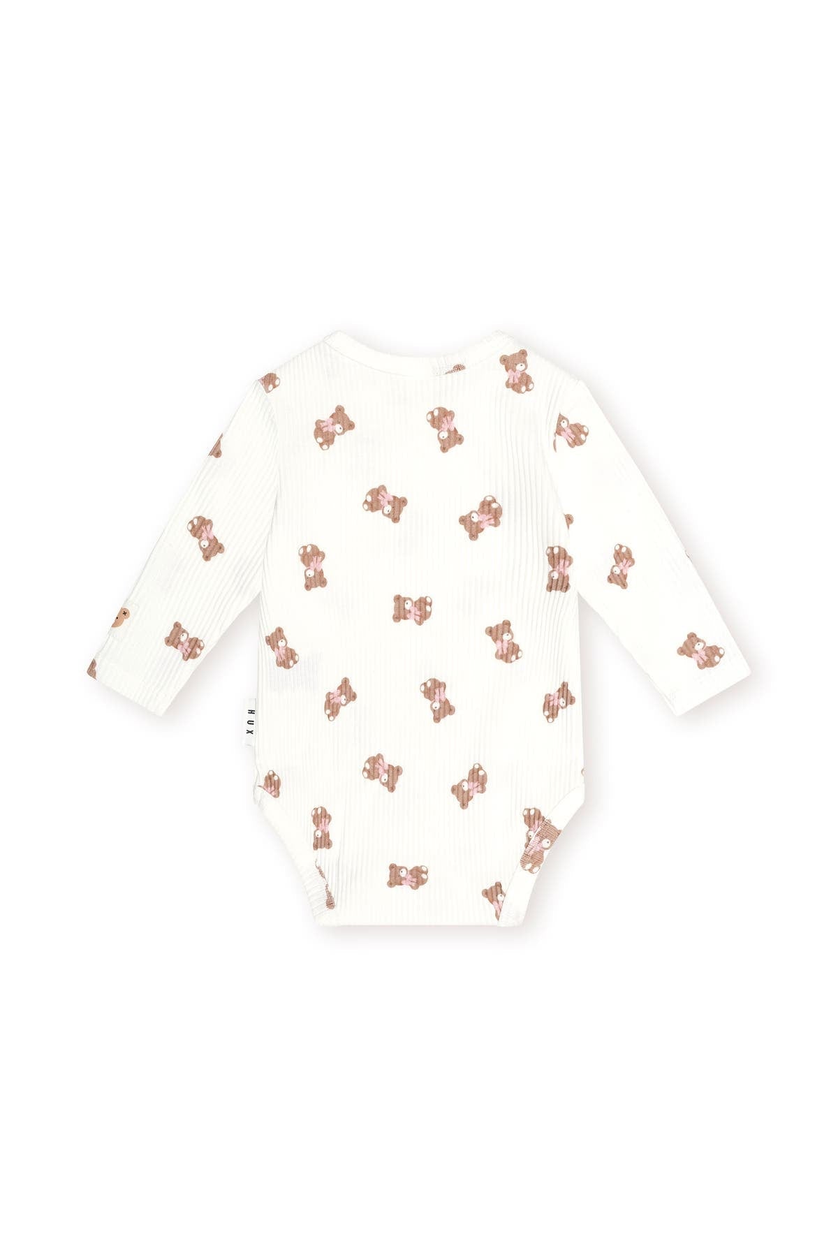 Huxbaby Tumbling Bow Huxette Long Sleeve Bodysuit in Almond Milk, alternate view