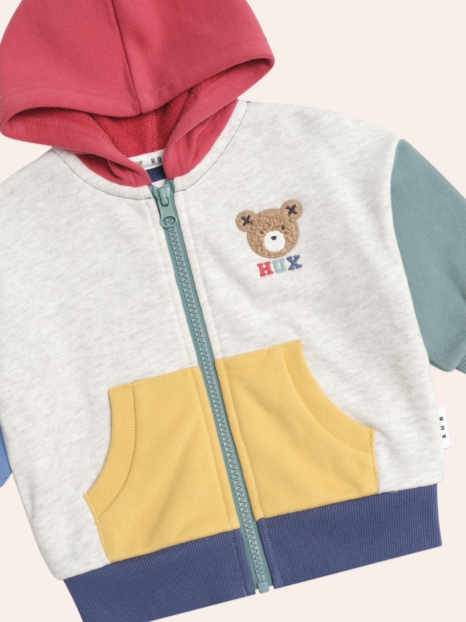 Huxbear Zip Up Hoodie Colour Block Huxbaby
