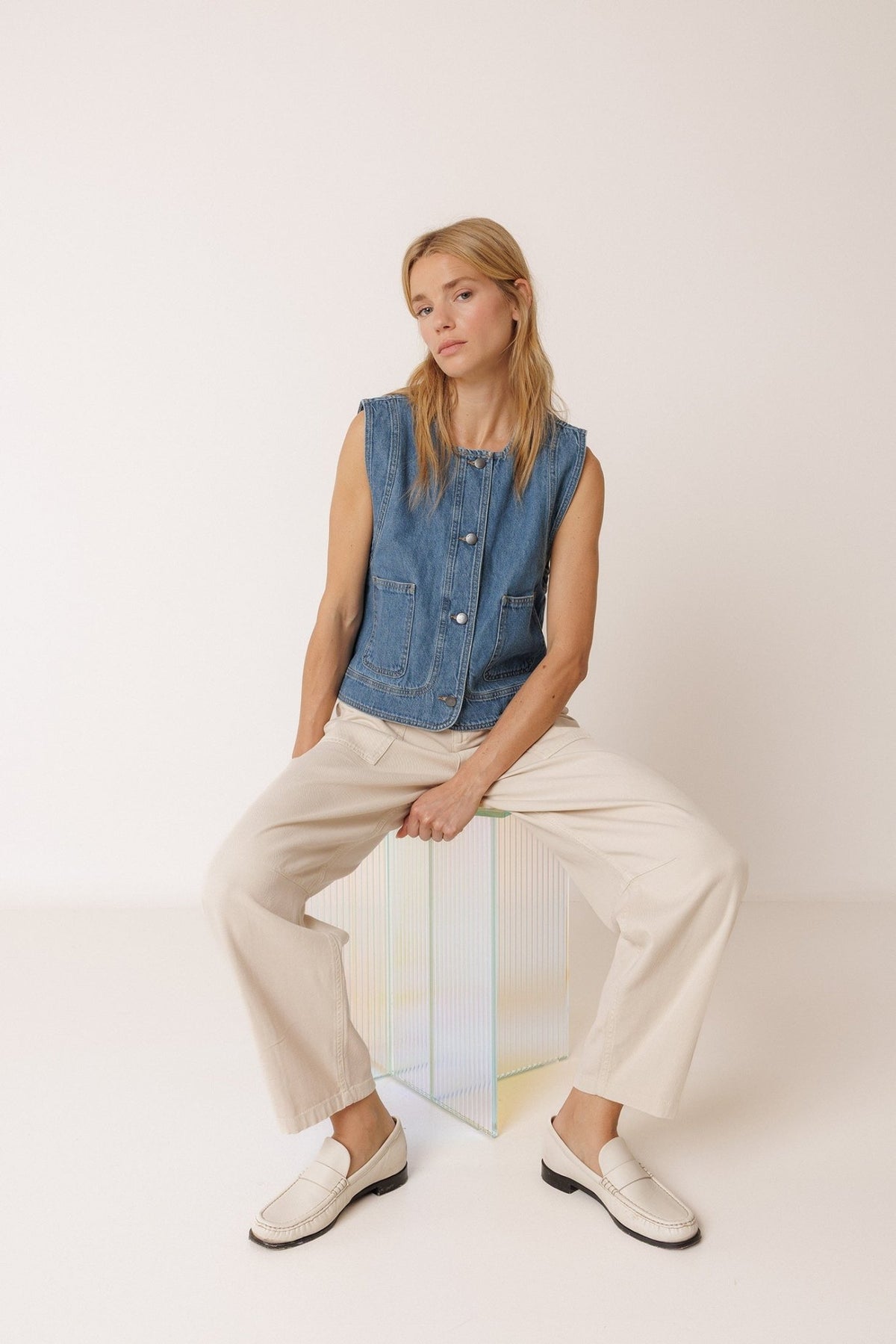 Indi & Cold Denim Vest – Recycled Cotton & Linen INDI&COLD