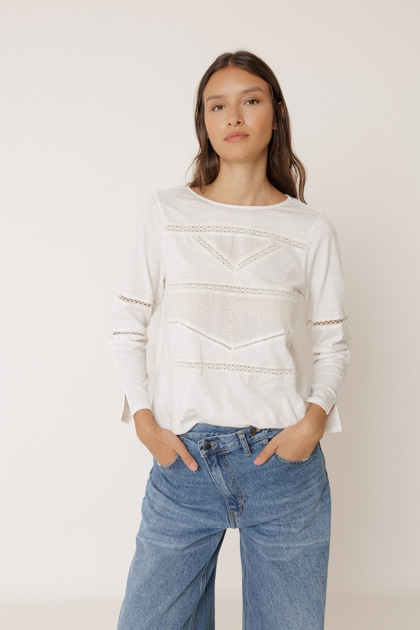 Indi & Cold Romantic Combination Tee – Ecru INDI&COLD
