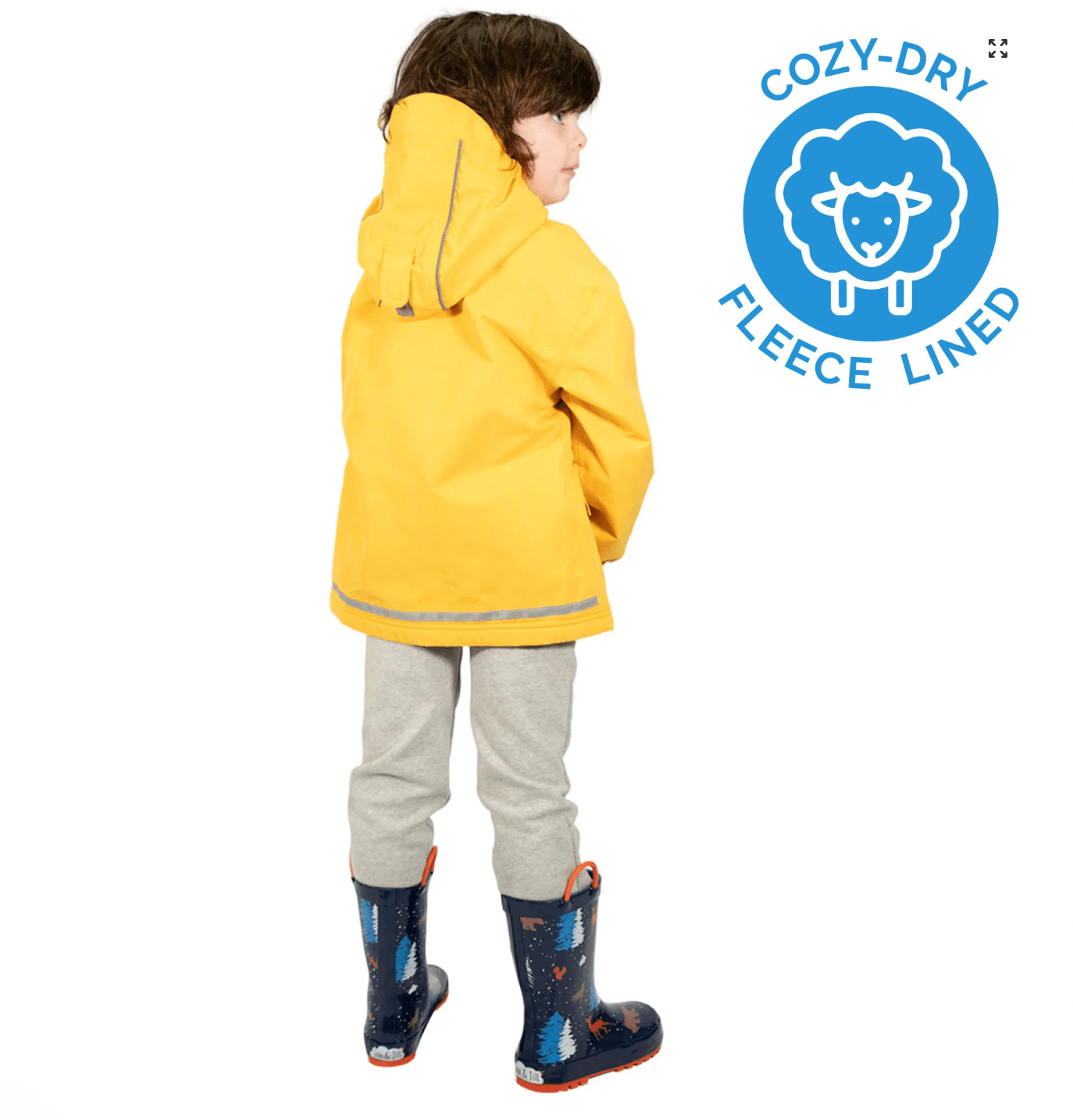 Jan & Jul Kids Fleece Lined Rain Jackets | Yellow Jan & Jul