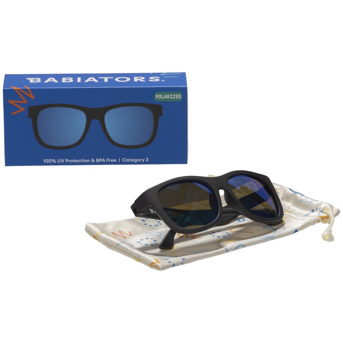 Babiators Jet Black Polarized Navigator | Cobalt Mirrored Lens Babiators