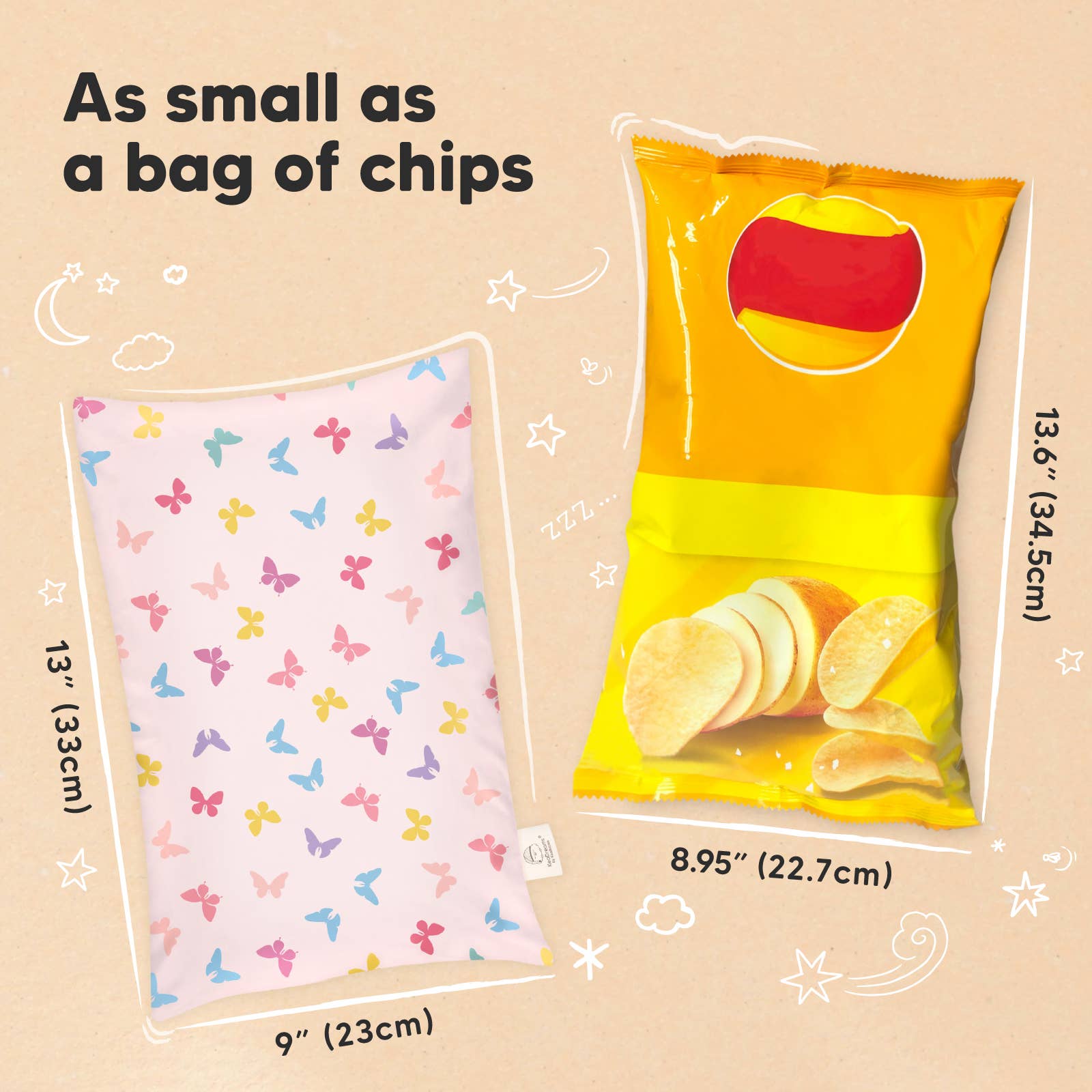 KeaBabies - 9X13 Mini Toddler Pillow With Pillowcase, Kids Pillow: Flutter KeaBabies