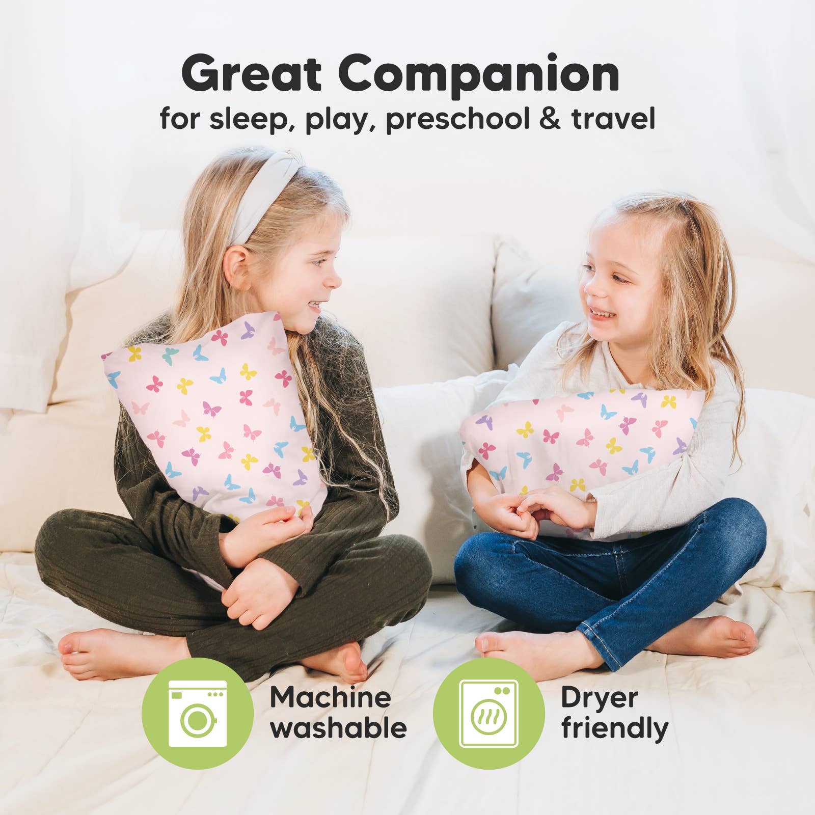 KeaBabies - 9X13 Mini Toddler Pillow With Pillowcase, Kids Pillow: Flutter KeaBabies