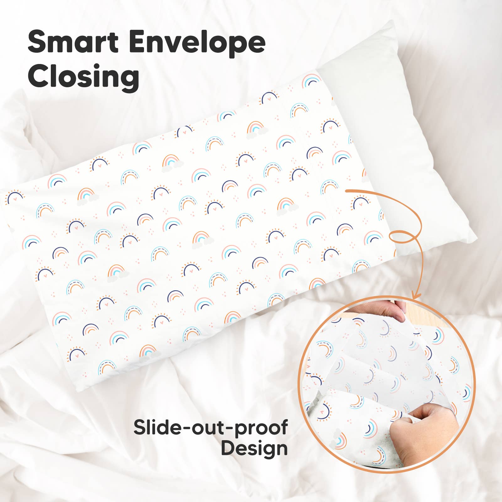 KeaBabies - KeaBabies Printed Toddler Pillowcase 13X18" (Jolly Rainbow) KeaBabies