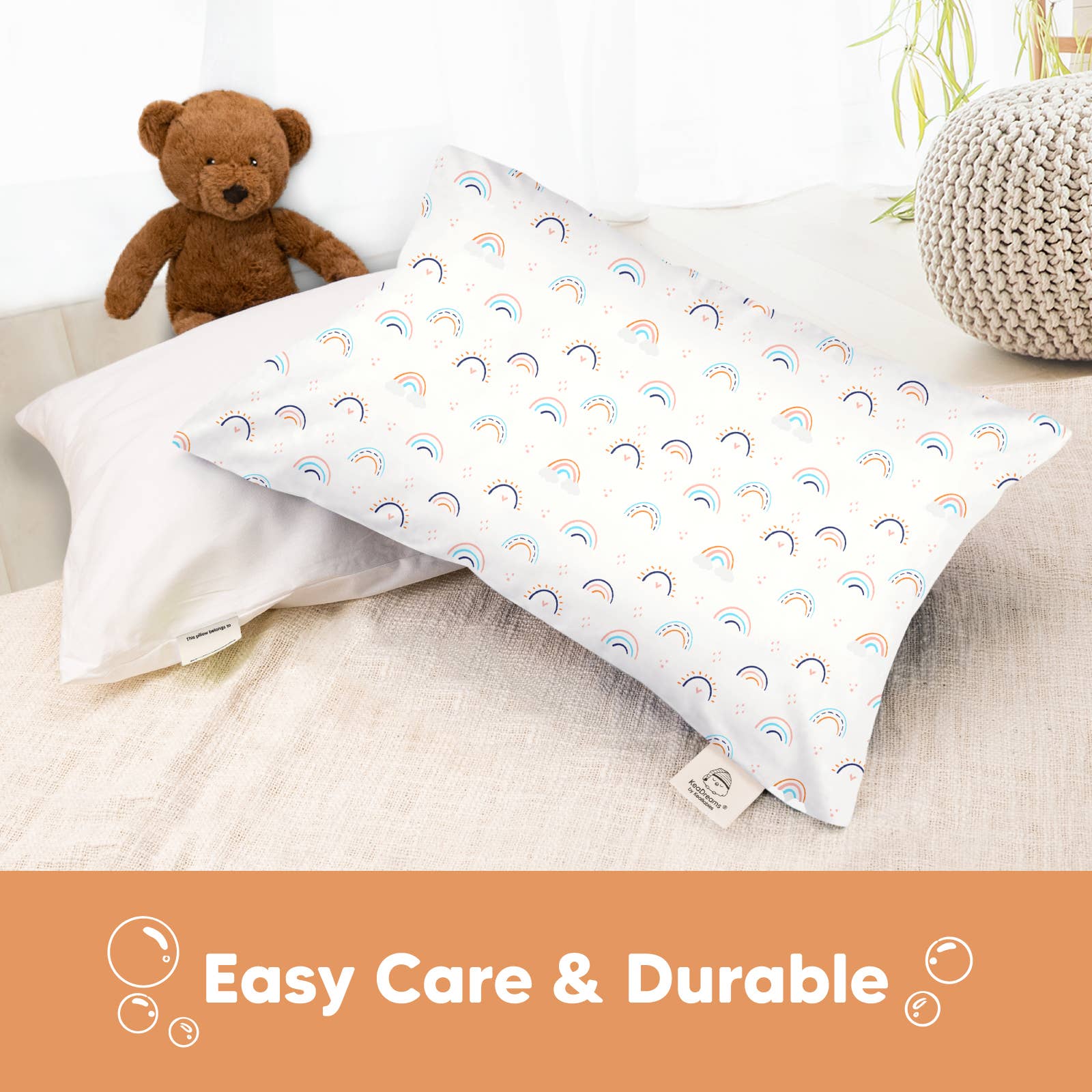KeaBabies - KeaBabies Printed Toddler Pillowcase 13X18" (Jolly Rainbow) KeaBabies