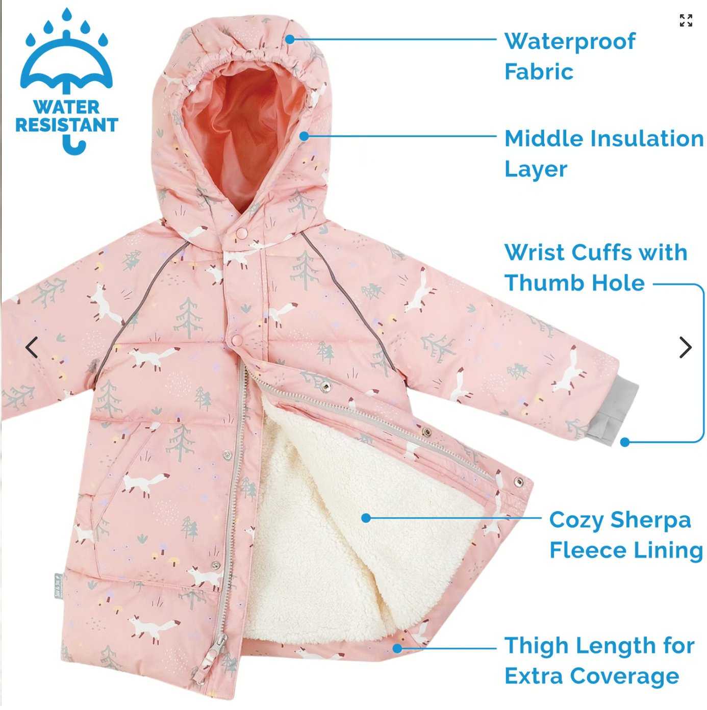 Jan & Jul Kids Waterproof Winter Coat | Pink Forest Jan & Jul