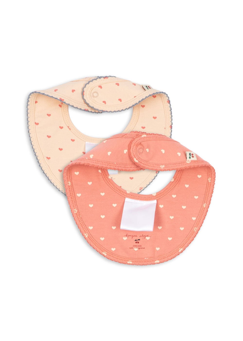 Konges Sløjd Basic 2 Pack Bibs in Coeur Lantana and Teddy Coeur - detail view