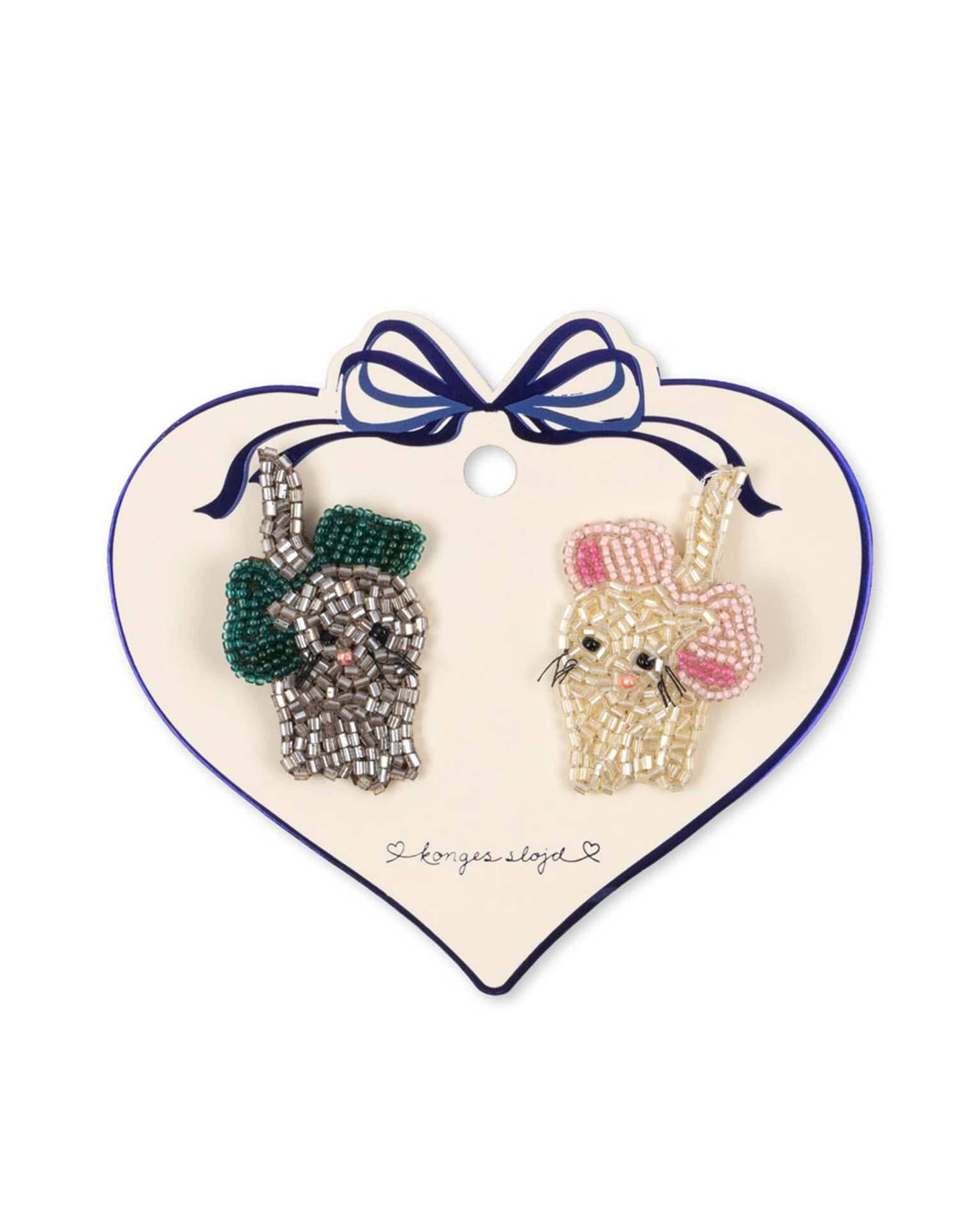 Konges Sløjd Beaded hair clip set in bow kitty Konges Sløjd