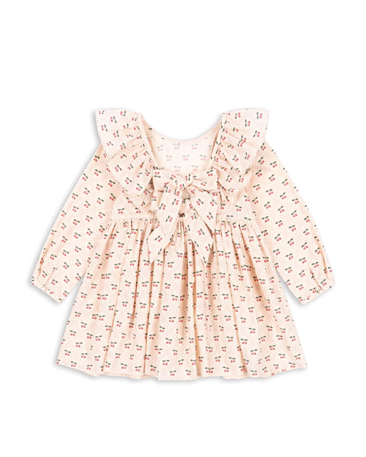Konges Sløjd Cianna Bow Dress – Cherry Pink Motif | Baby & Toddler Dress konges sløjd