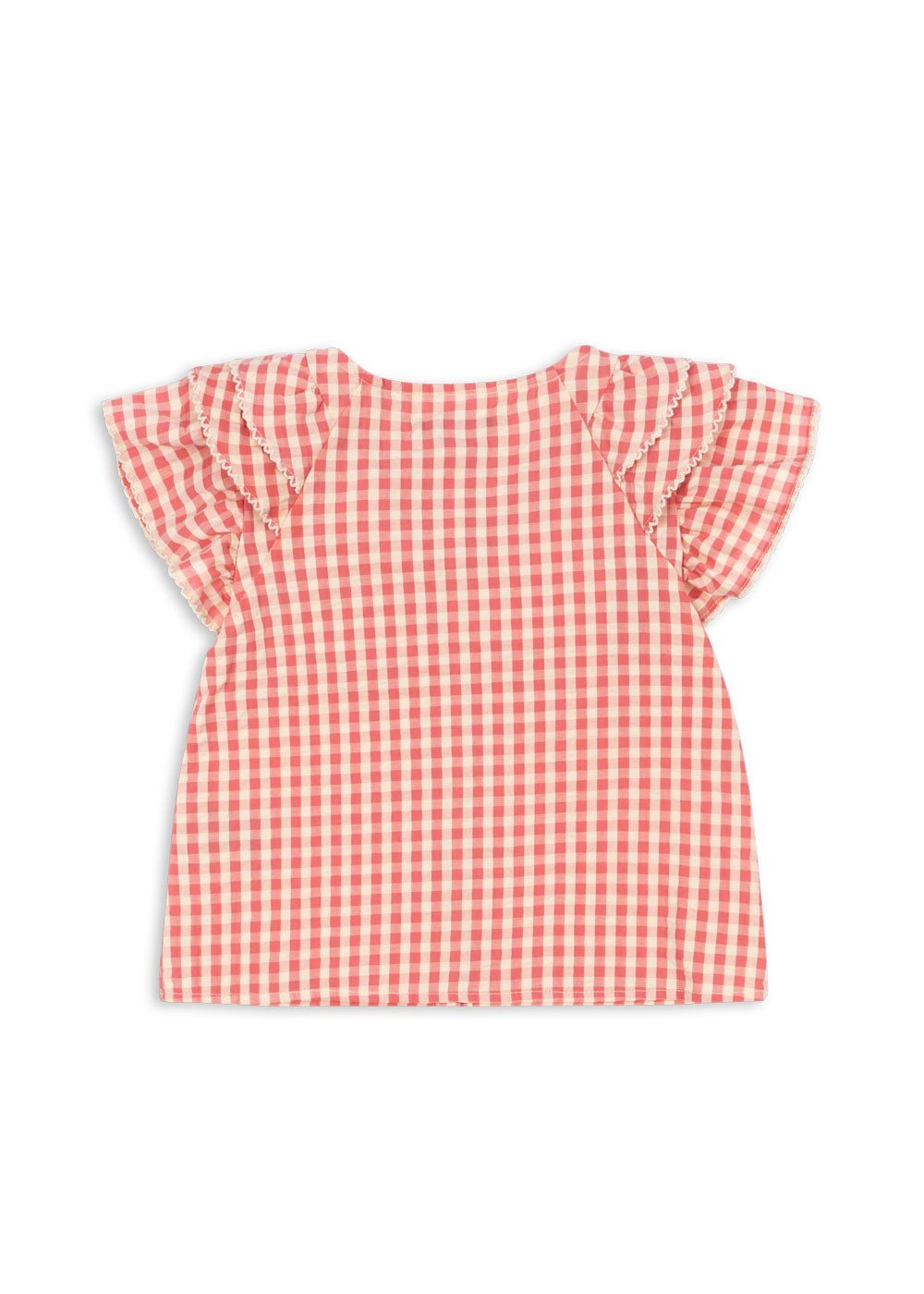 Konges Sløjd KIM FRILL SS SHIRT GOTS - flamingo plume check Konges Sløjd