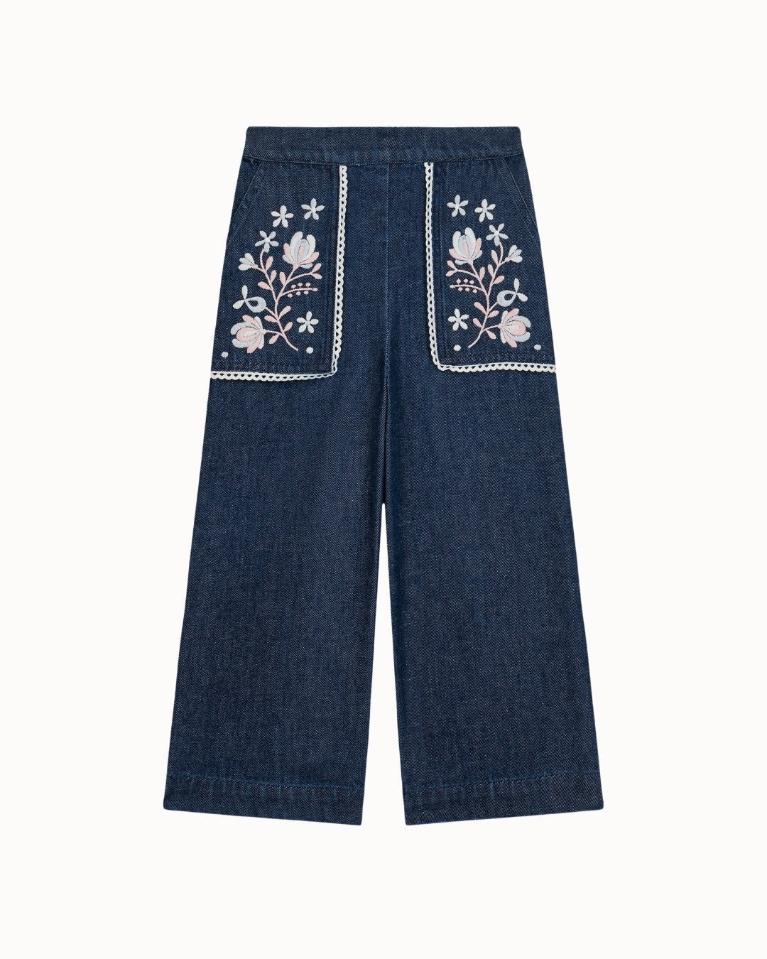 Louise Misha Flofi Embroidered Denim Pants – Indigo Louise Misha