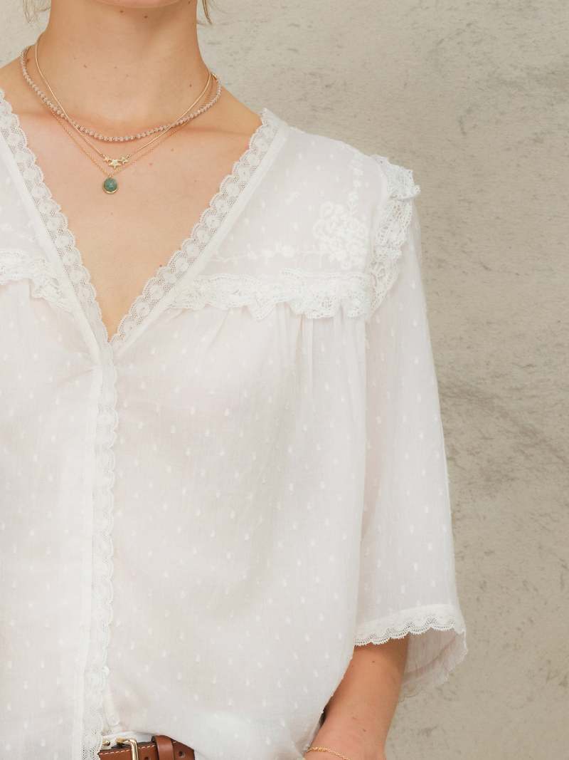 M.A.B.E Brea Frill Top – White M.A.B.E Apparel