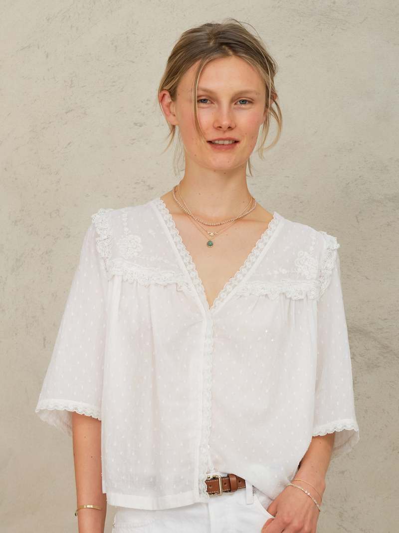 M.A.B.E Brea Frill Top – White M.A.B.E Apparel
