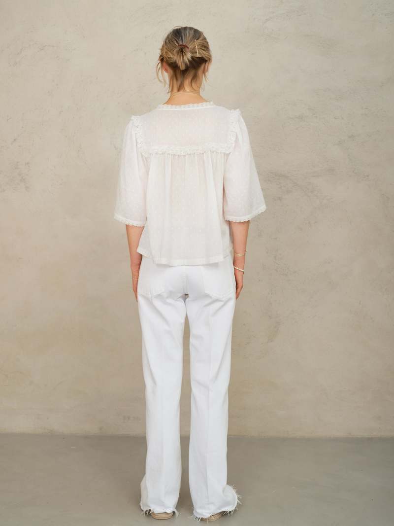 M.A.B.E Brea Frill Top – White M.A.B.E Apparel