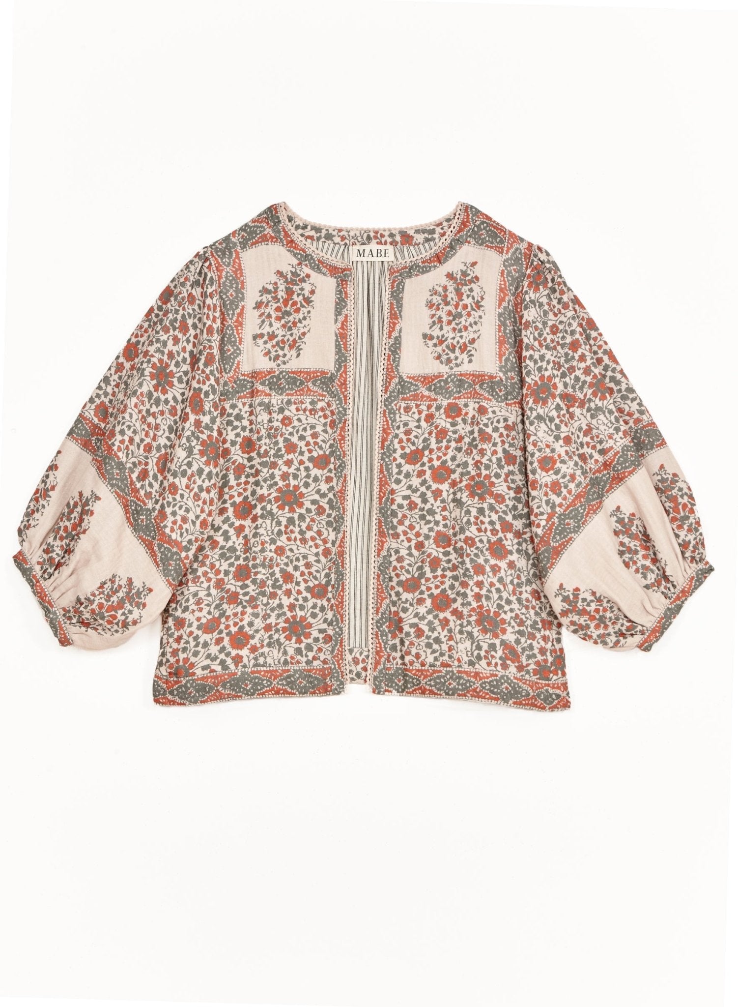 M.A.B.E Della Jacket – Rust/Khaki | Floral Cotton Quilted Jacket M.A.B.E Apparel