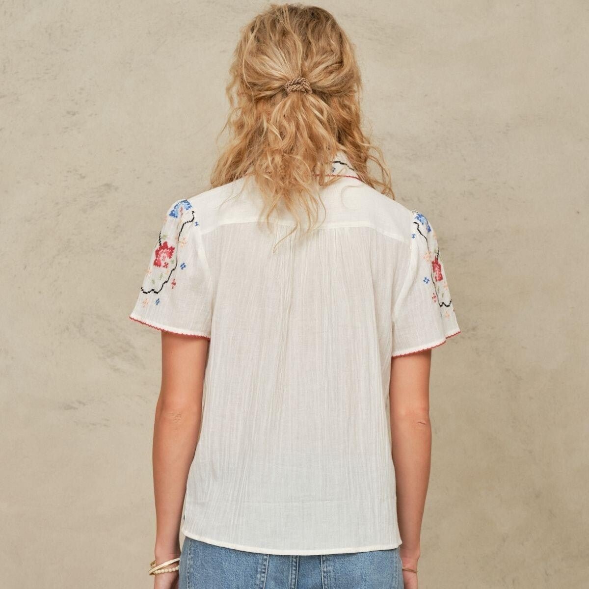 M.A.B.E Ruby Embroidered Blouse – Ecru Multi M.A.B.E Apparel