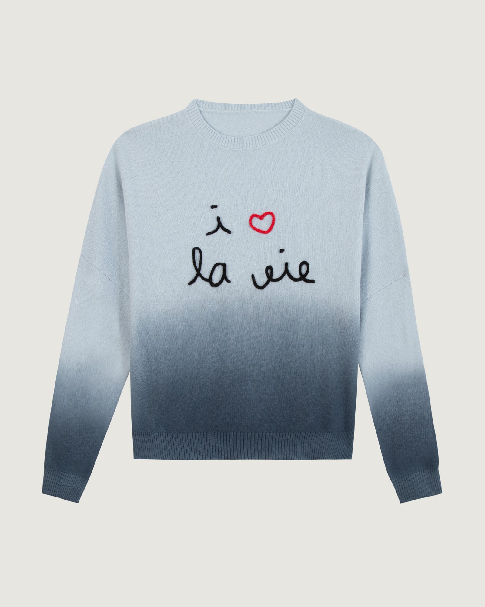 Maison Labiche "I Love La Vie" buzelin cashmere sweater - SKY BLUE DIP DYE Maison Labiche