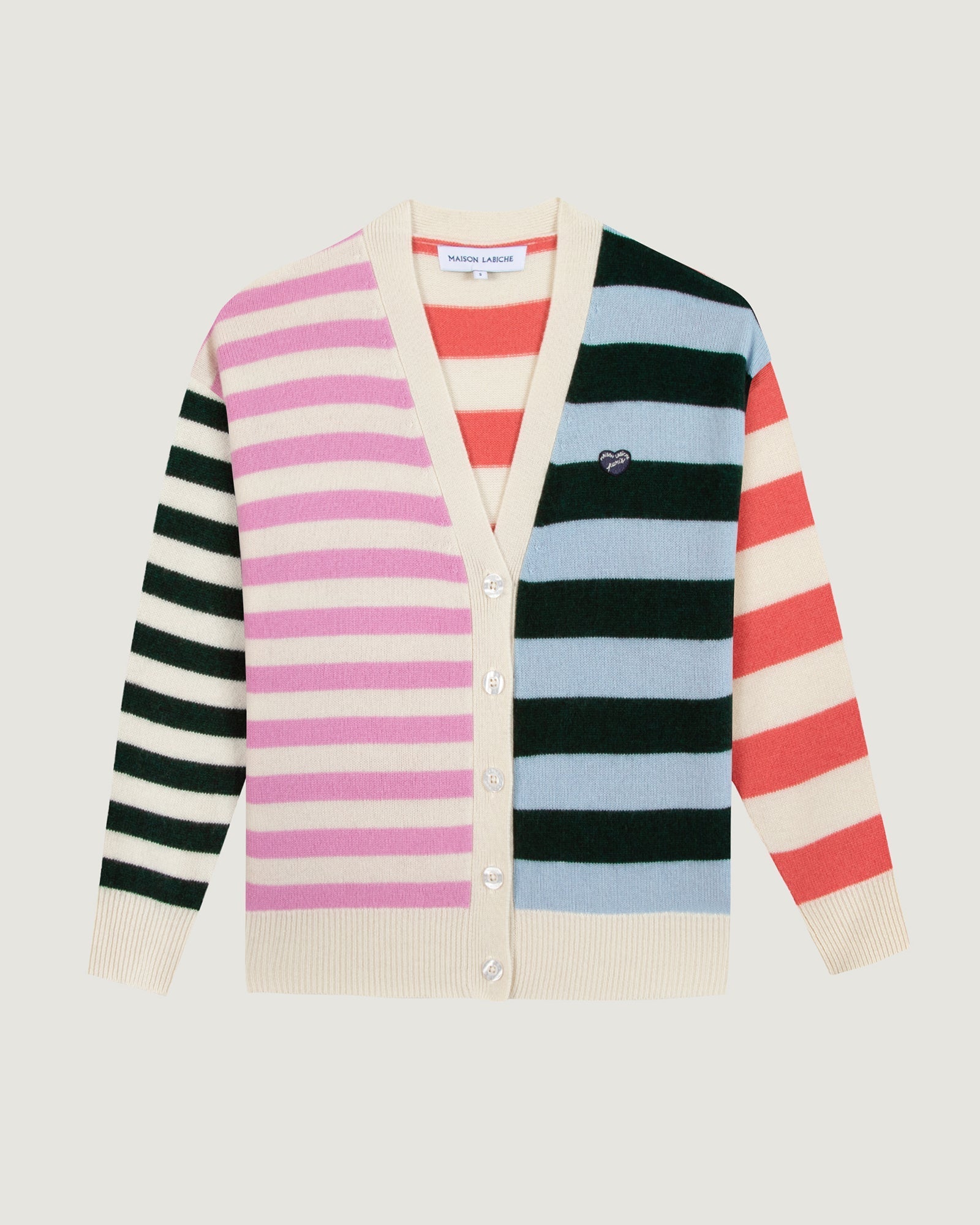 Maison Labiche "Patch Coeur" Glizières lambswool and cashmere - IVORY STRIPES CB Maison Labiche