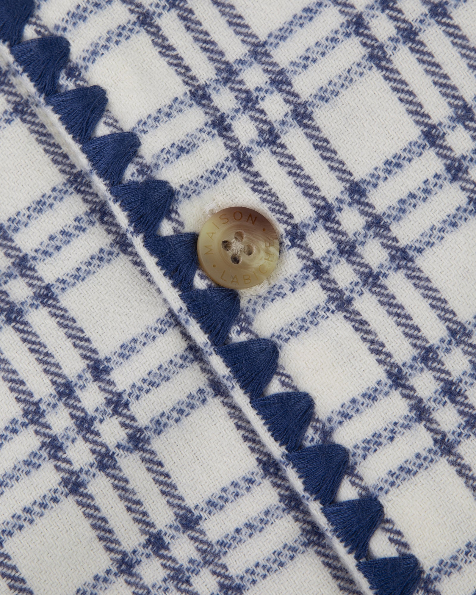 Maison Labiche "Patch Coeur" minjoz flannel shirt BLUE CHECK MOULINE Maison Labiche