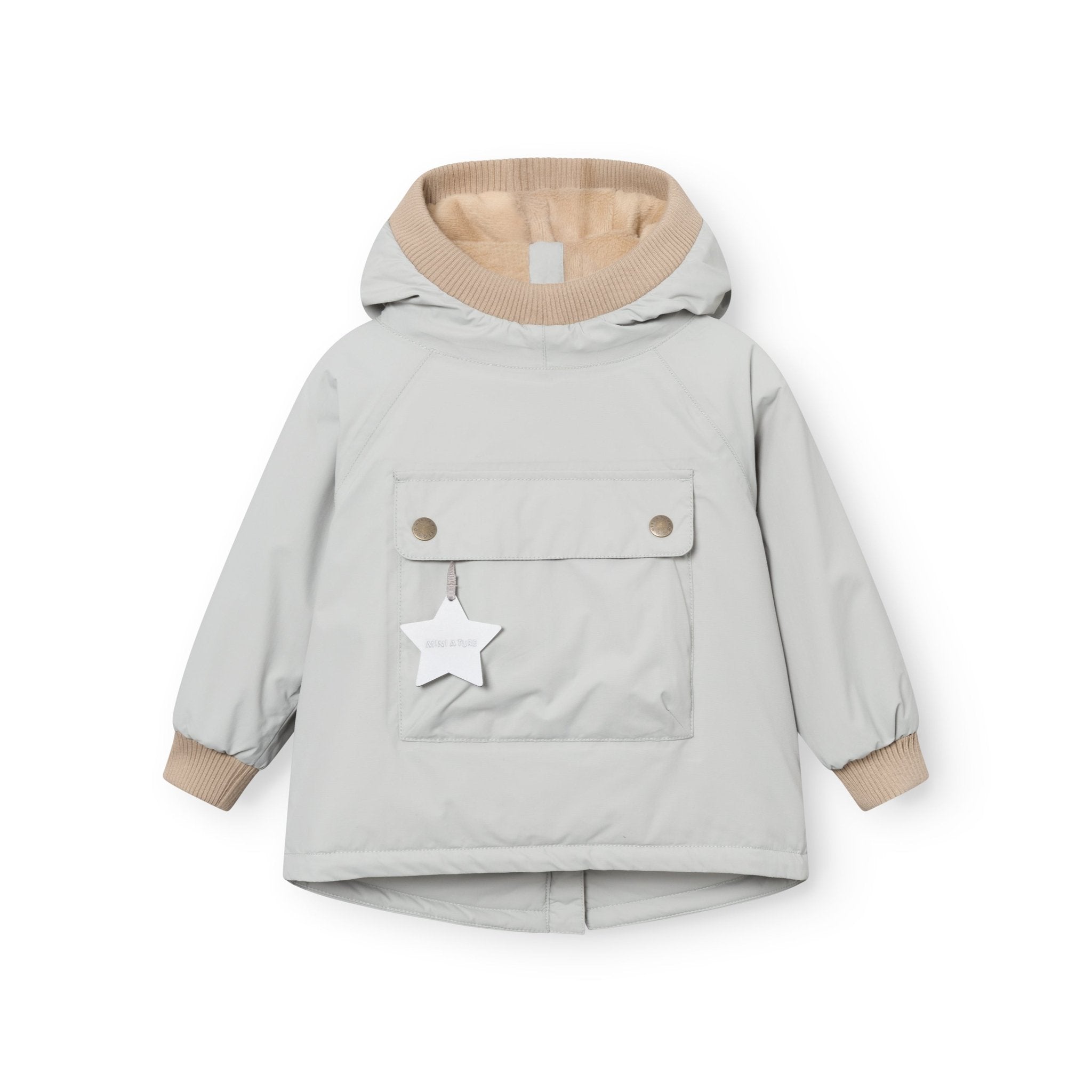 MATBABYWEN fleece lined winter anorak. GRS - Puritan Grey Mini a Ture