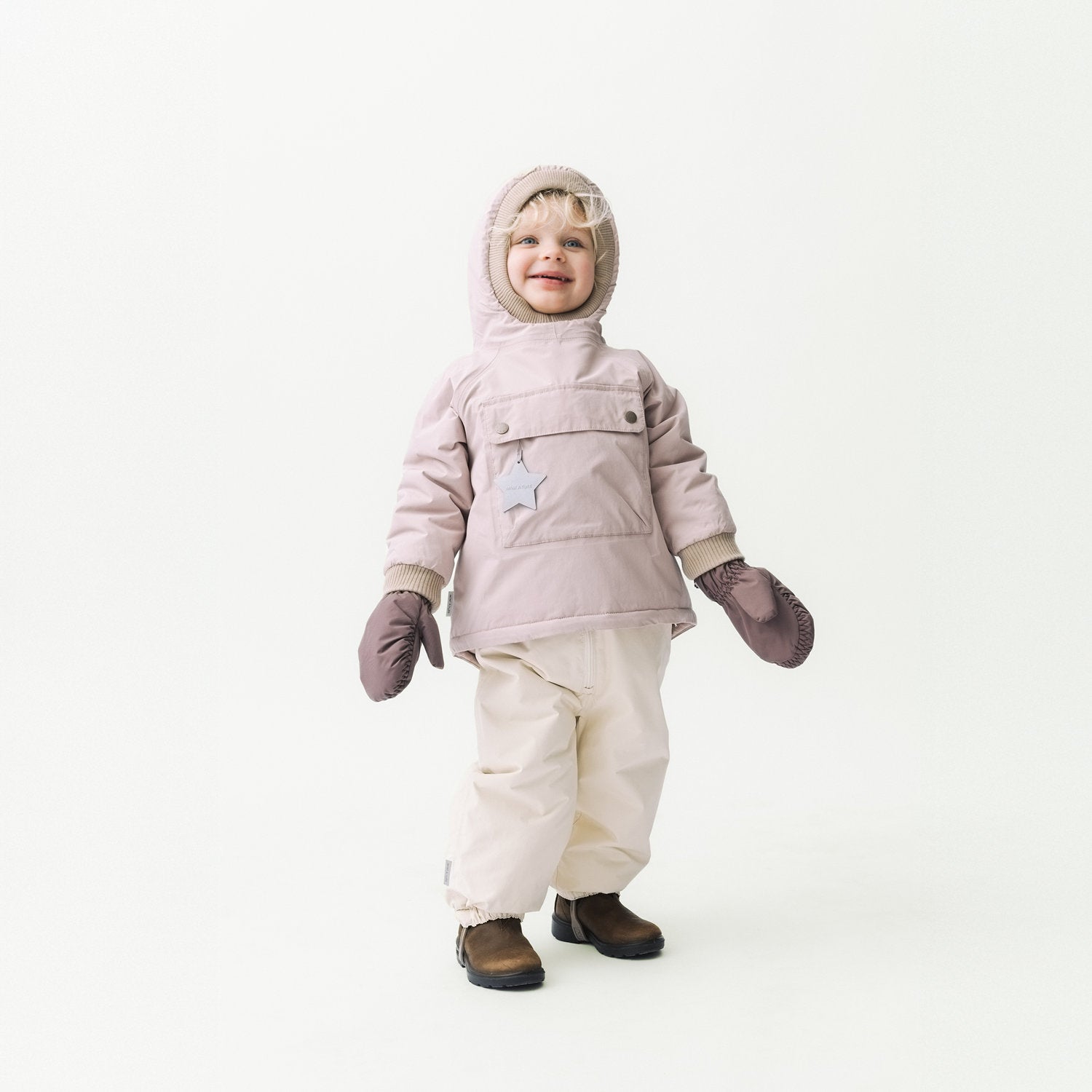MATBABYWEN fleece lined winter anorak. GRS - Puritan Grey Mini a Ture
