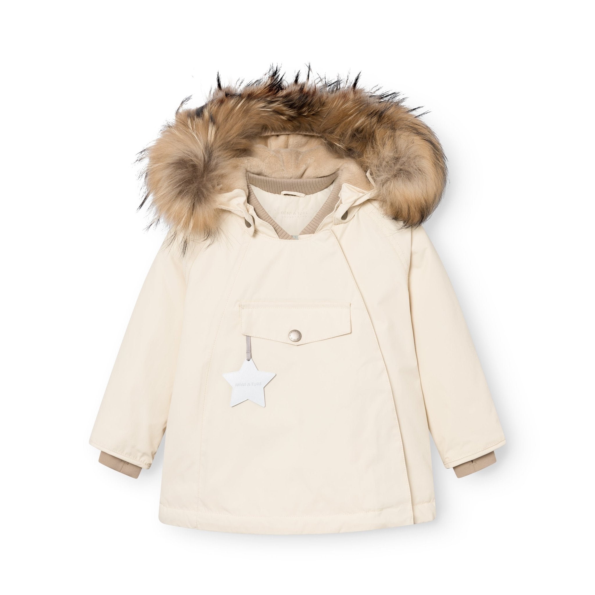 MATWANG fleece lined winter jacket fur. GRS - Angora Cream Mini a Ture